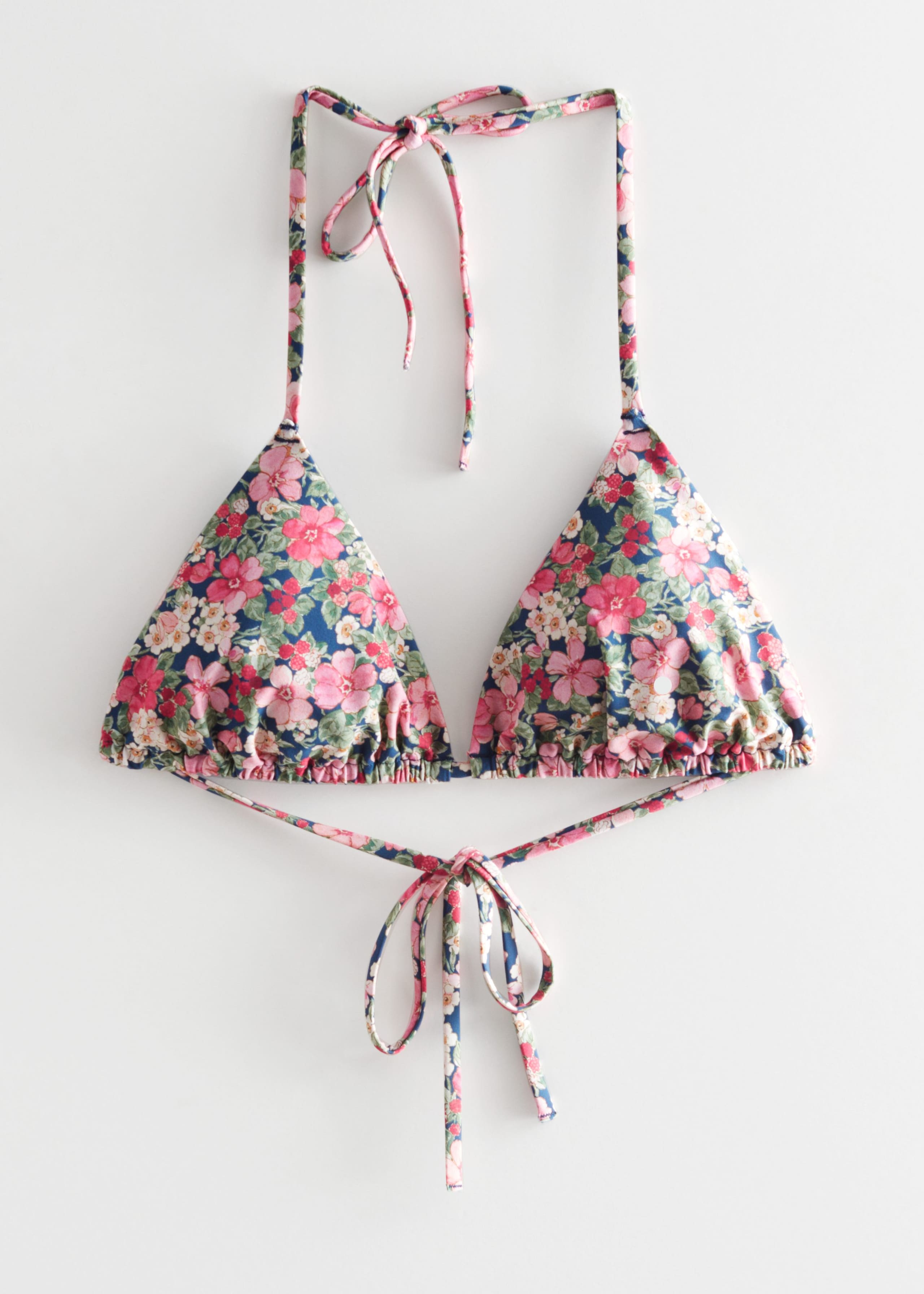 Triangle Bikini Tie Top - Pink/Red Florals - Still Life