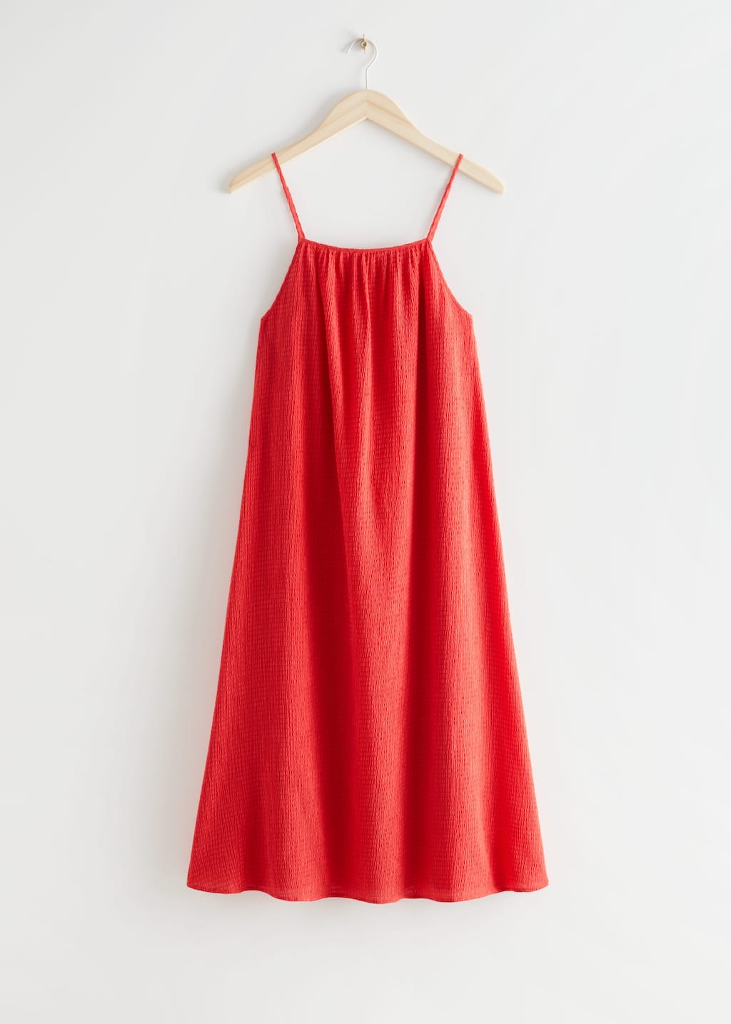 Relaxed Thin Strap Midi Dress - Red - Bodegón