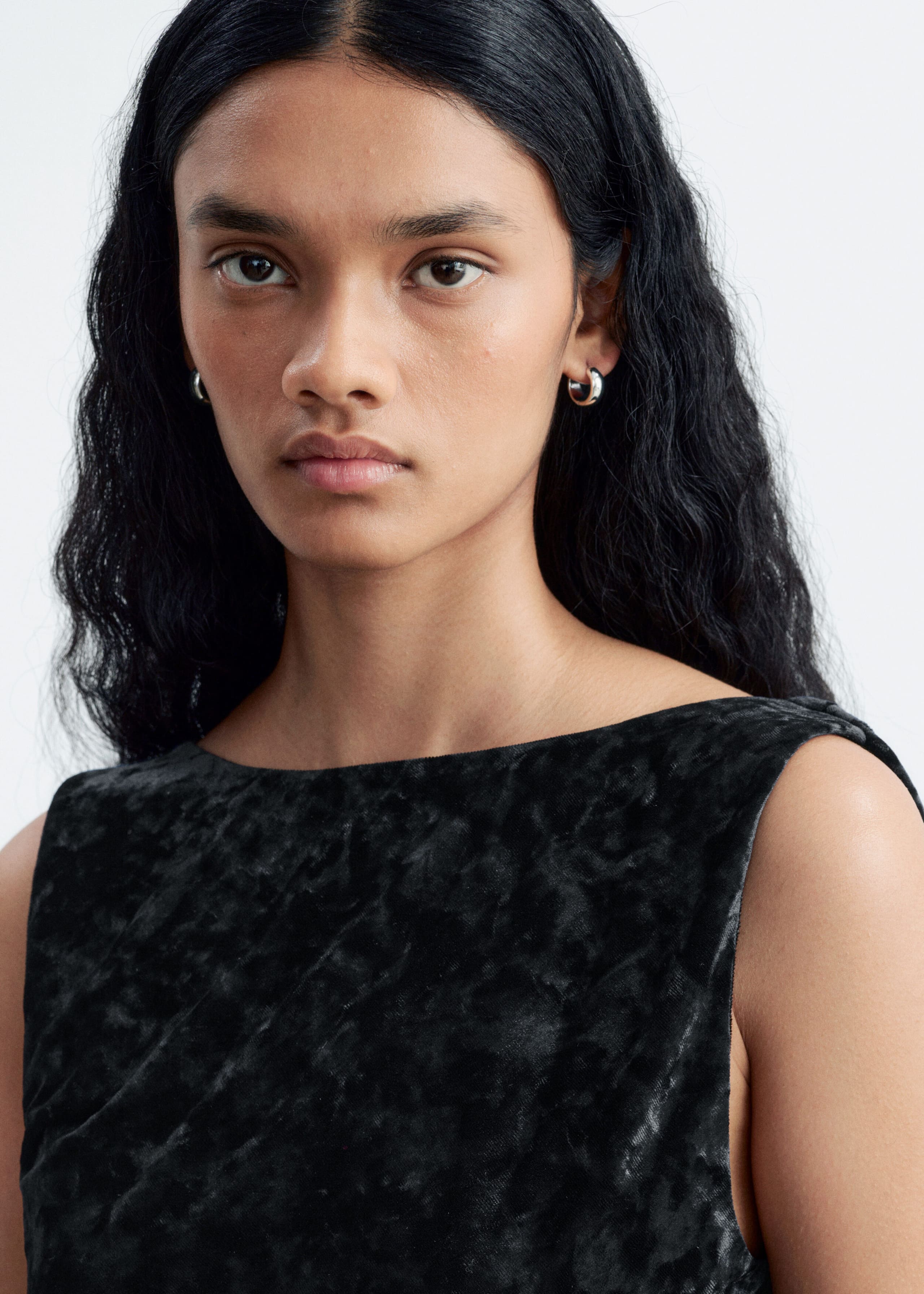 Bias-Cut Velvet Dress Black