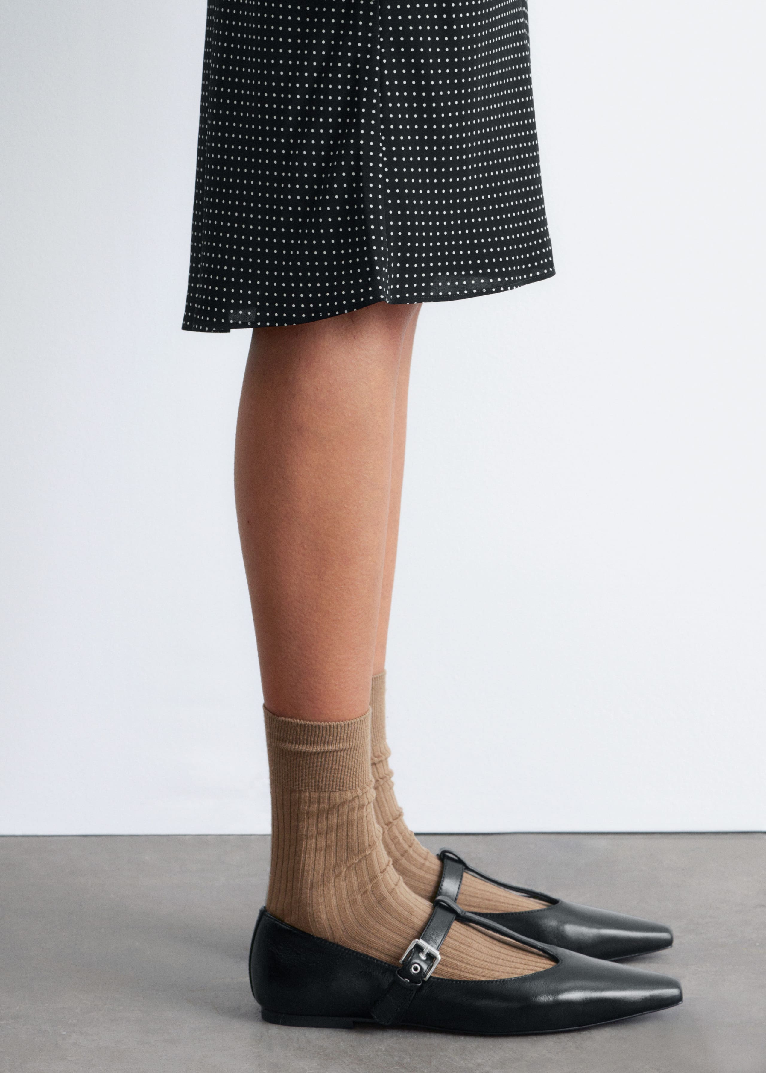 Image of T-Bar Leather Ballet Flats