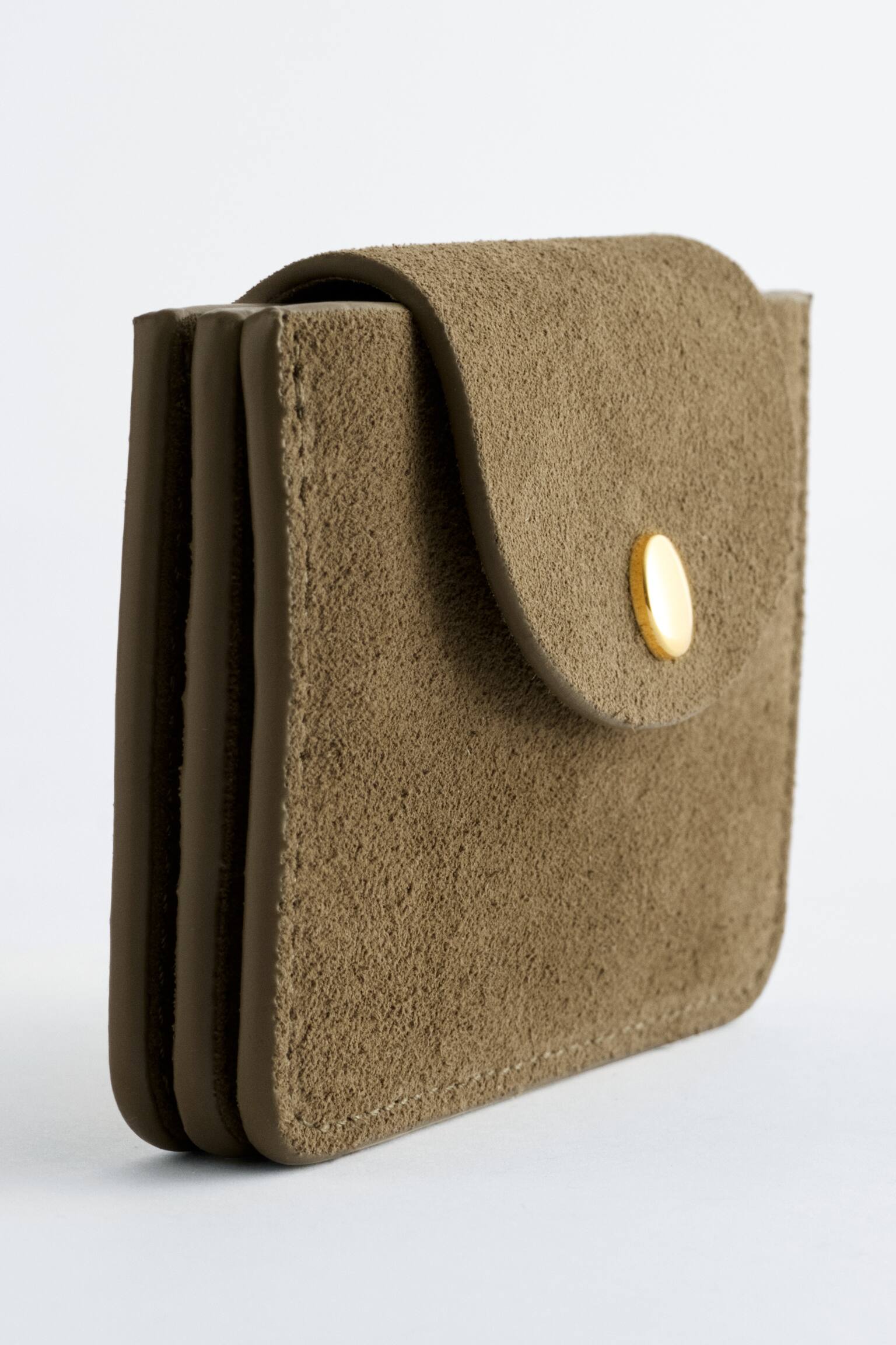 Kortholder i læder - Mørkebeige ruskind/Lyserød - 2