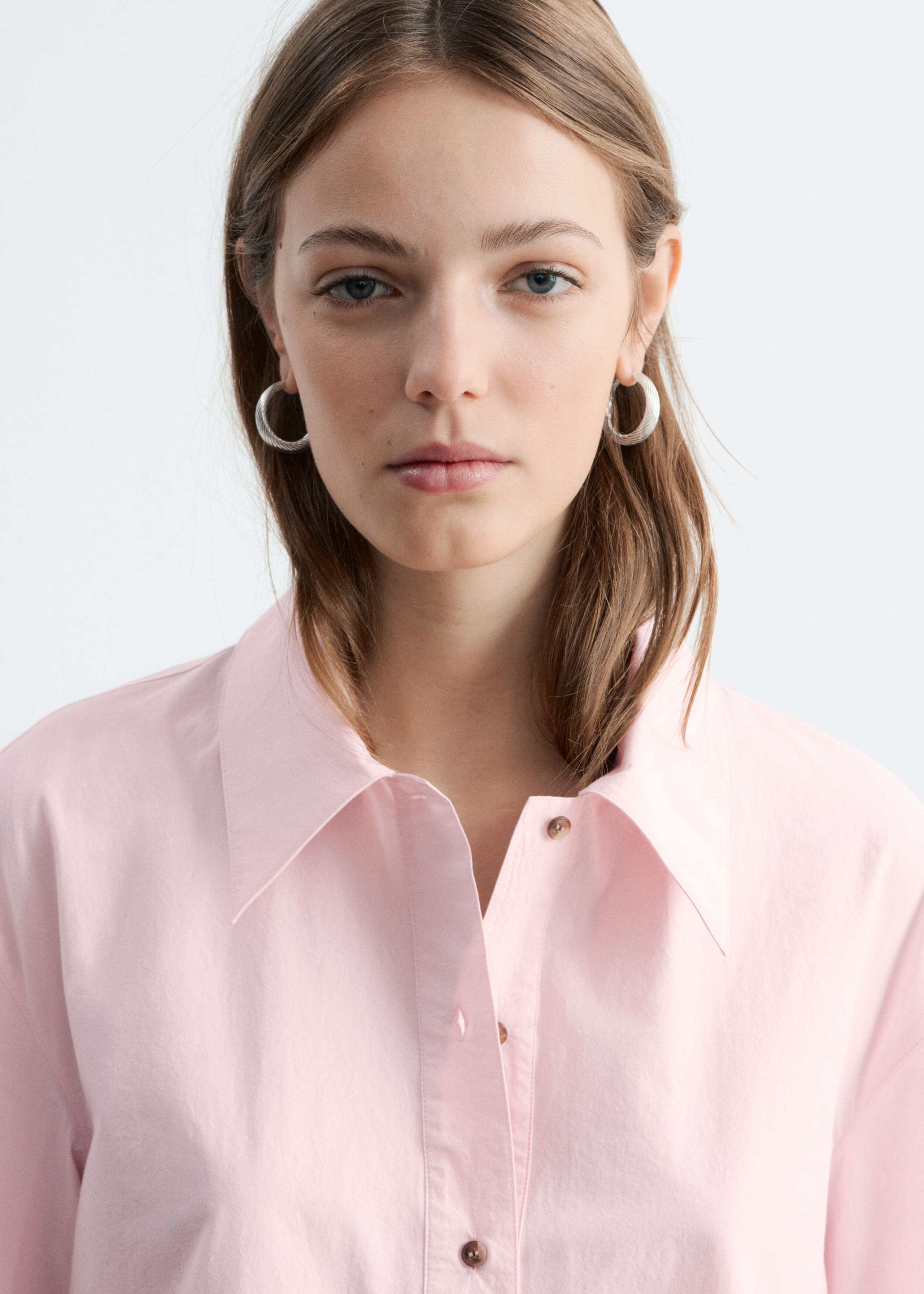 Drop-Waist Shirt Dress - Pastel pink - Lookbook