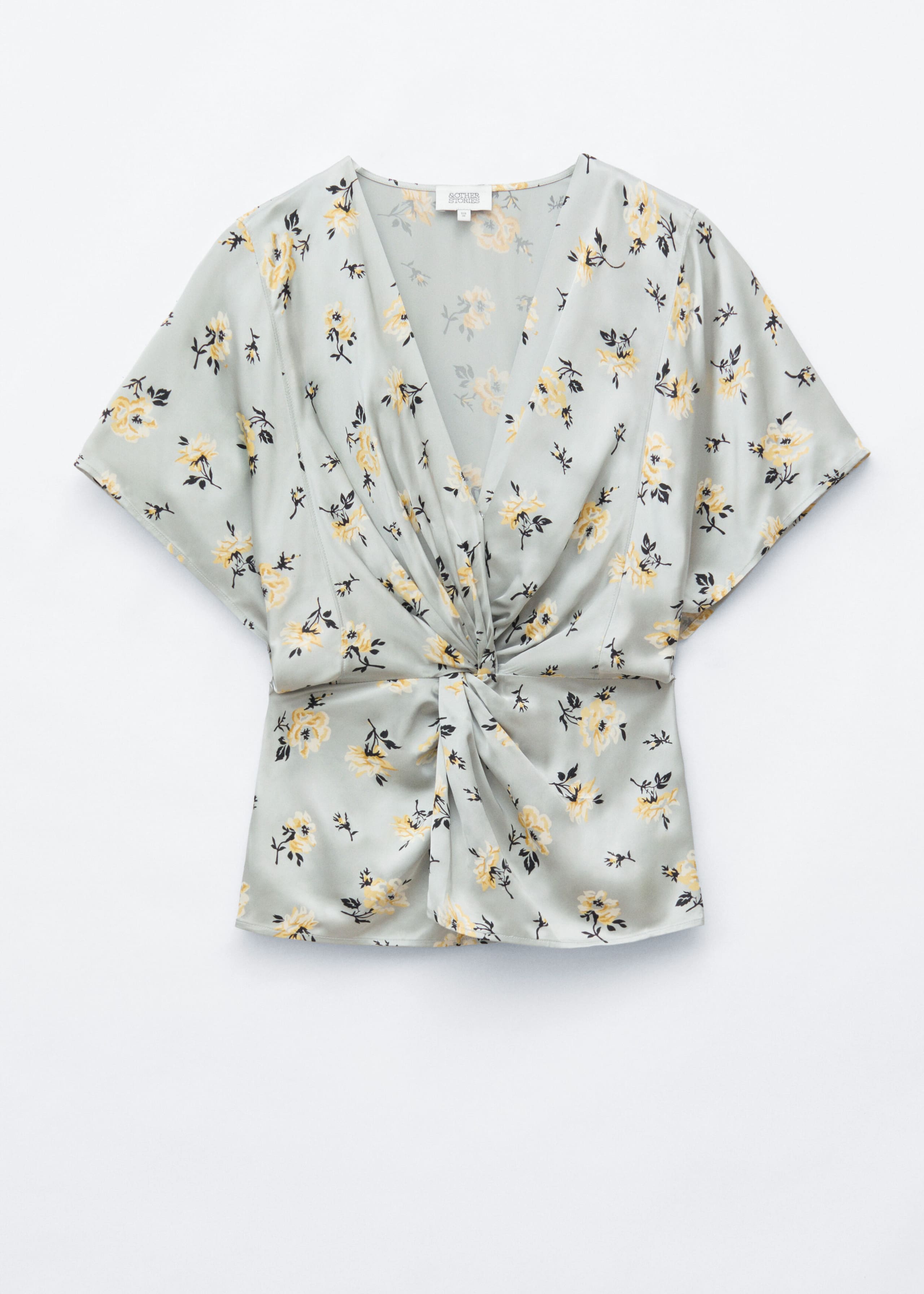 Blouse met gedraaide taille - Grijs/bloemen - Stilleven