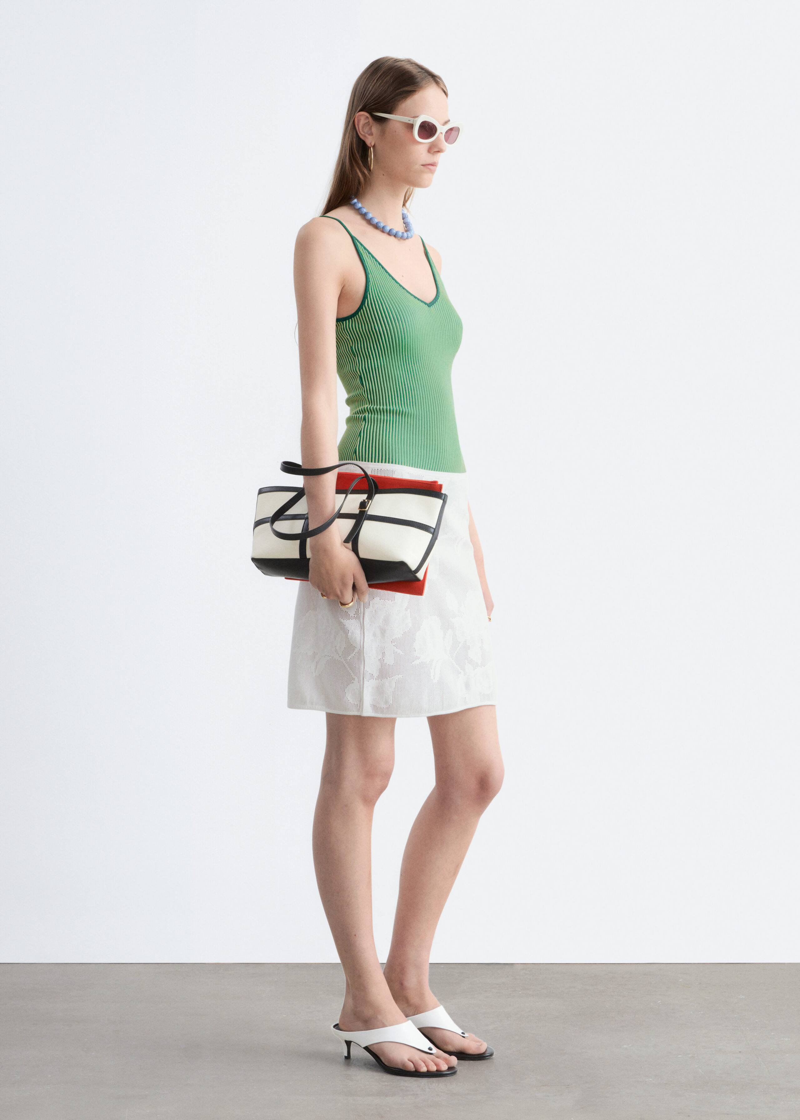 Leather-Trimmed Canvas Shoulder Bag - Off White/Black - Still Life