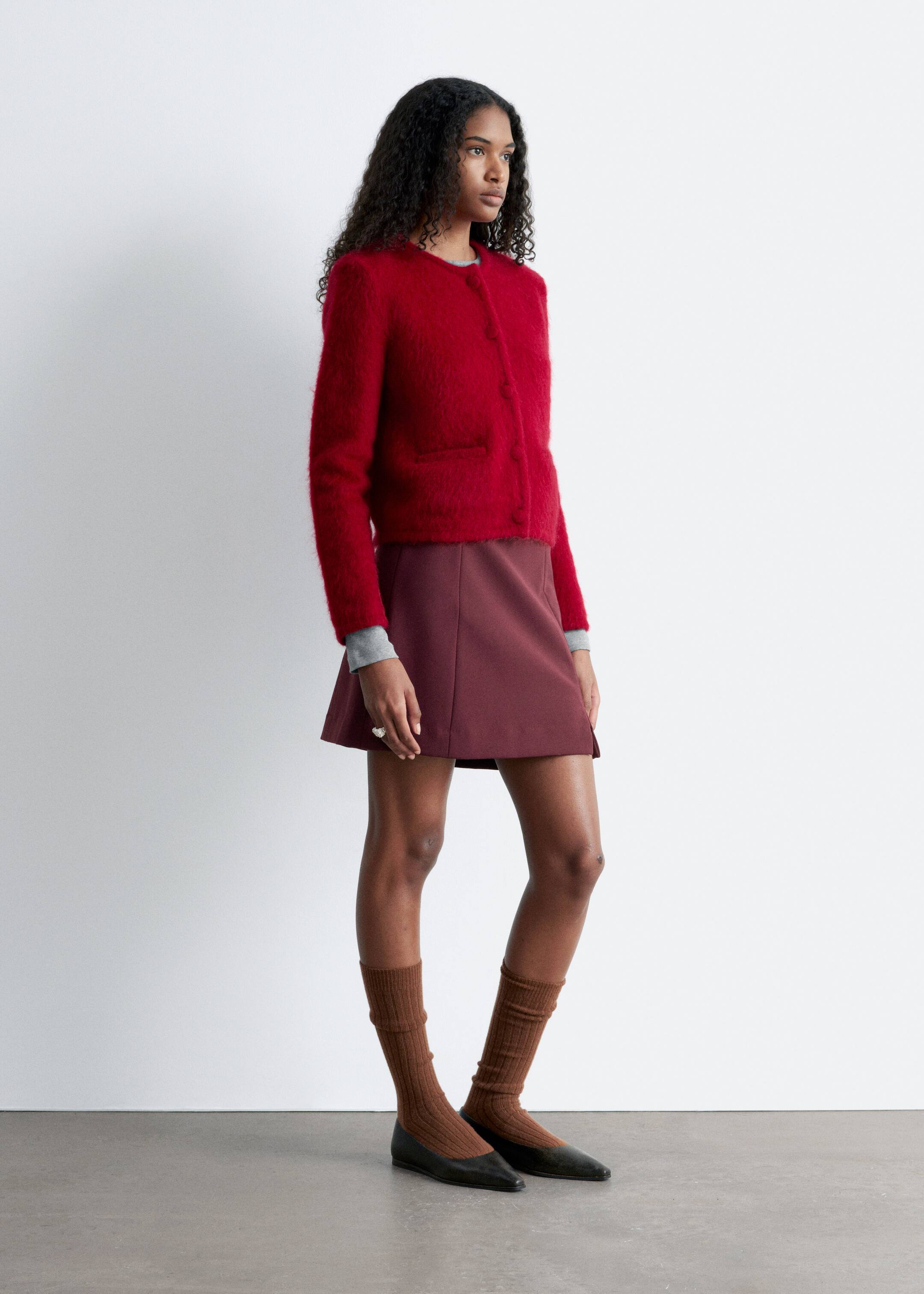 Agrandir l'image: Mini-jupe à taille haute - Rouge foncé - FEMME | H&M FR 3