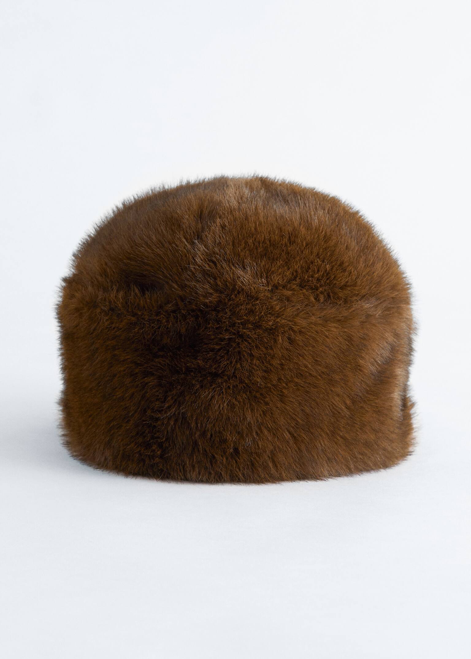 Faux Fur Hat - Brown/Cream
