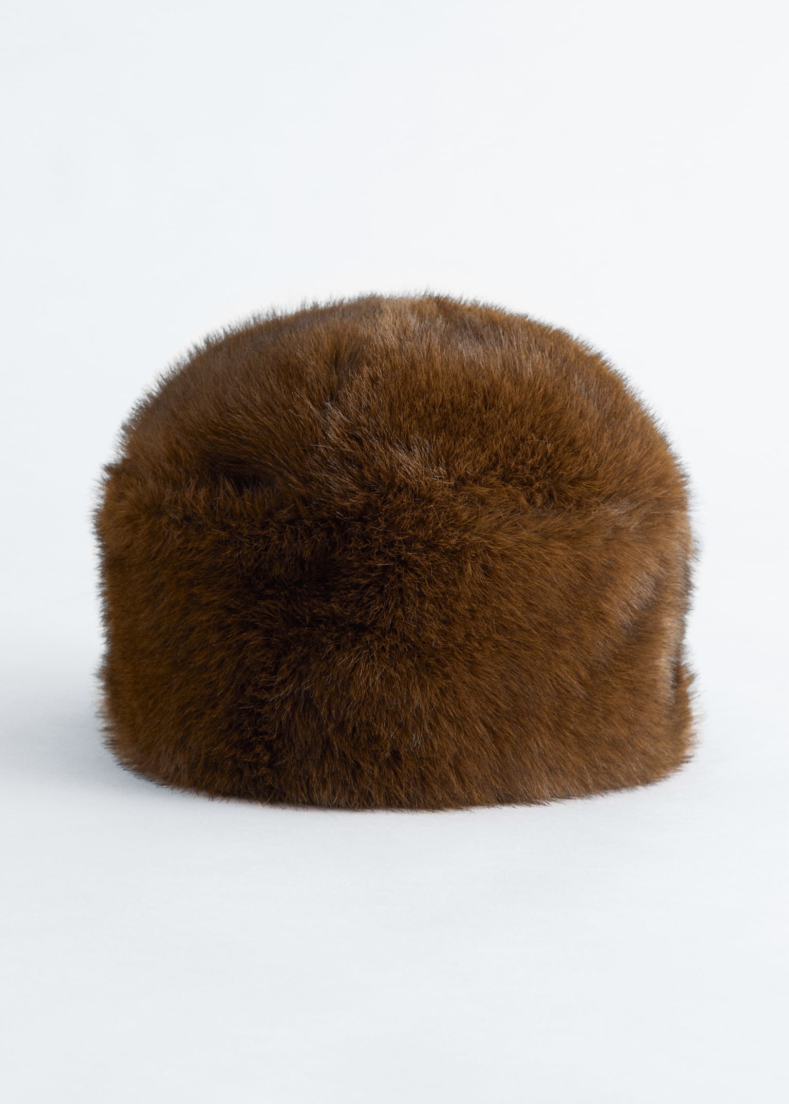 Faux Fur Hat - Brown/Cream