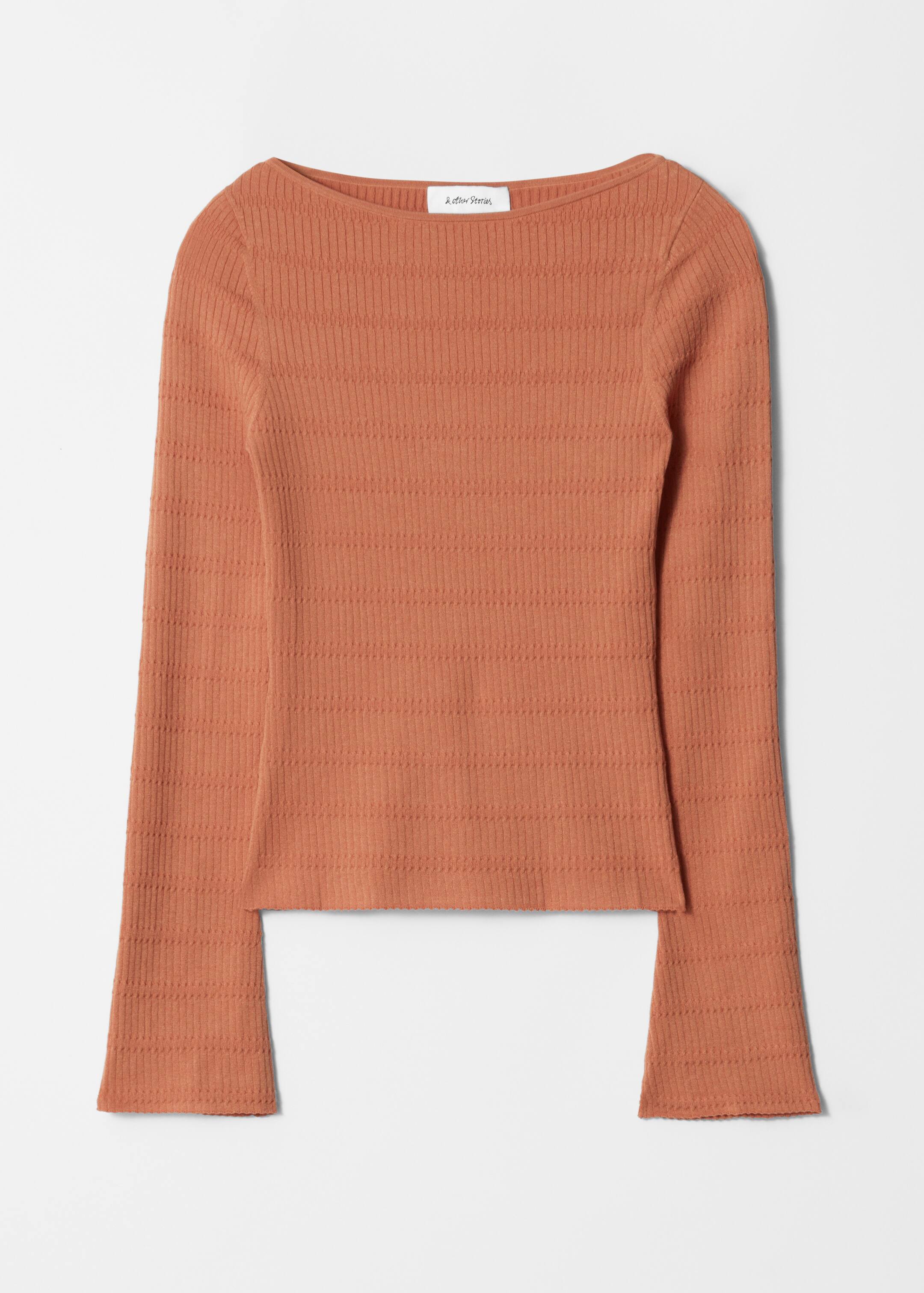 Größeres Bild anzeigen: Strickoberteil mit U-Boot-Ausschnitt - Orange - Ladies | H&M AT 1