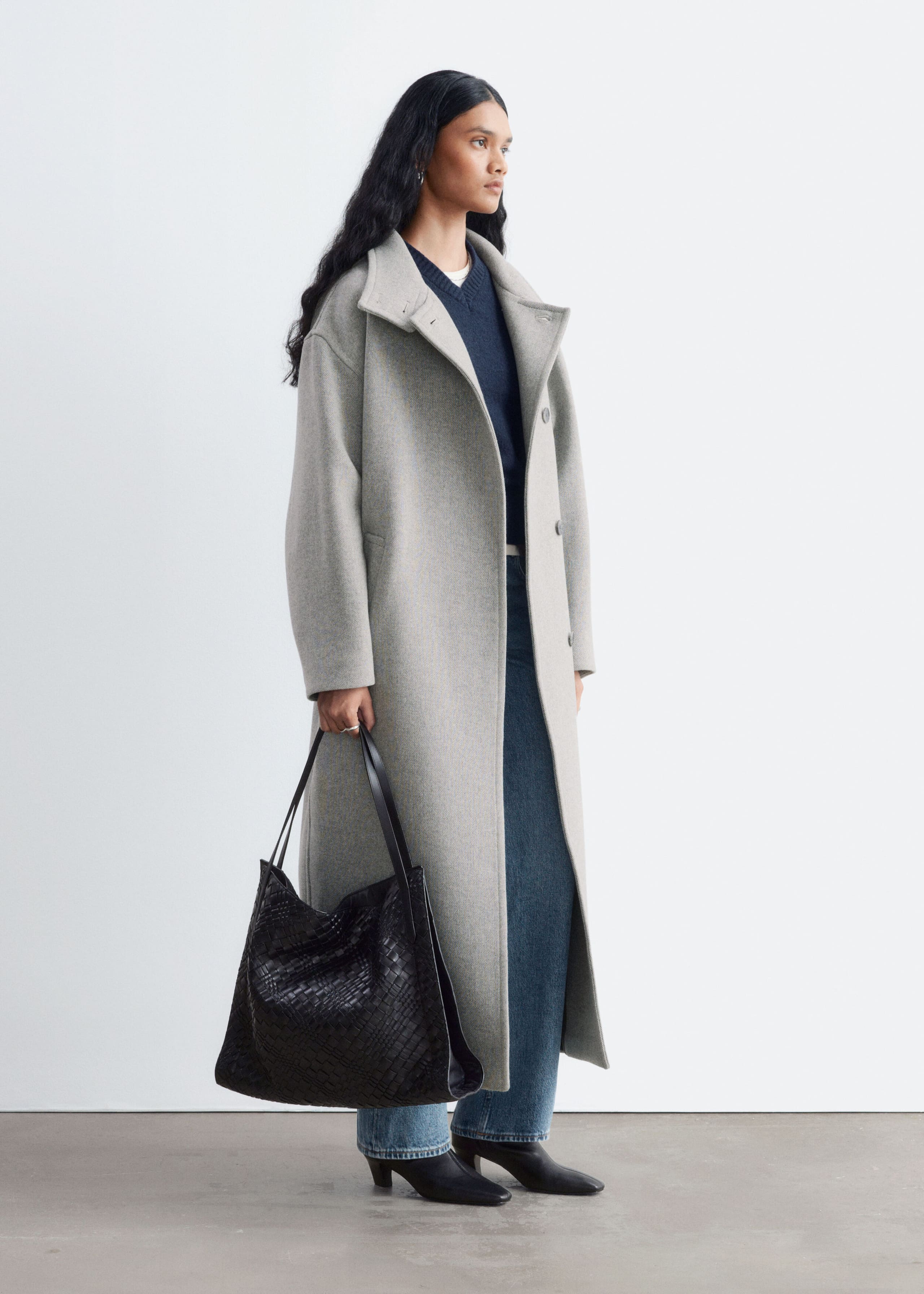 Oversized Coat - Light Grey - Lookbook