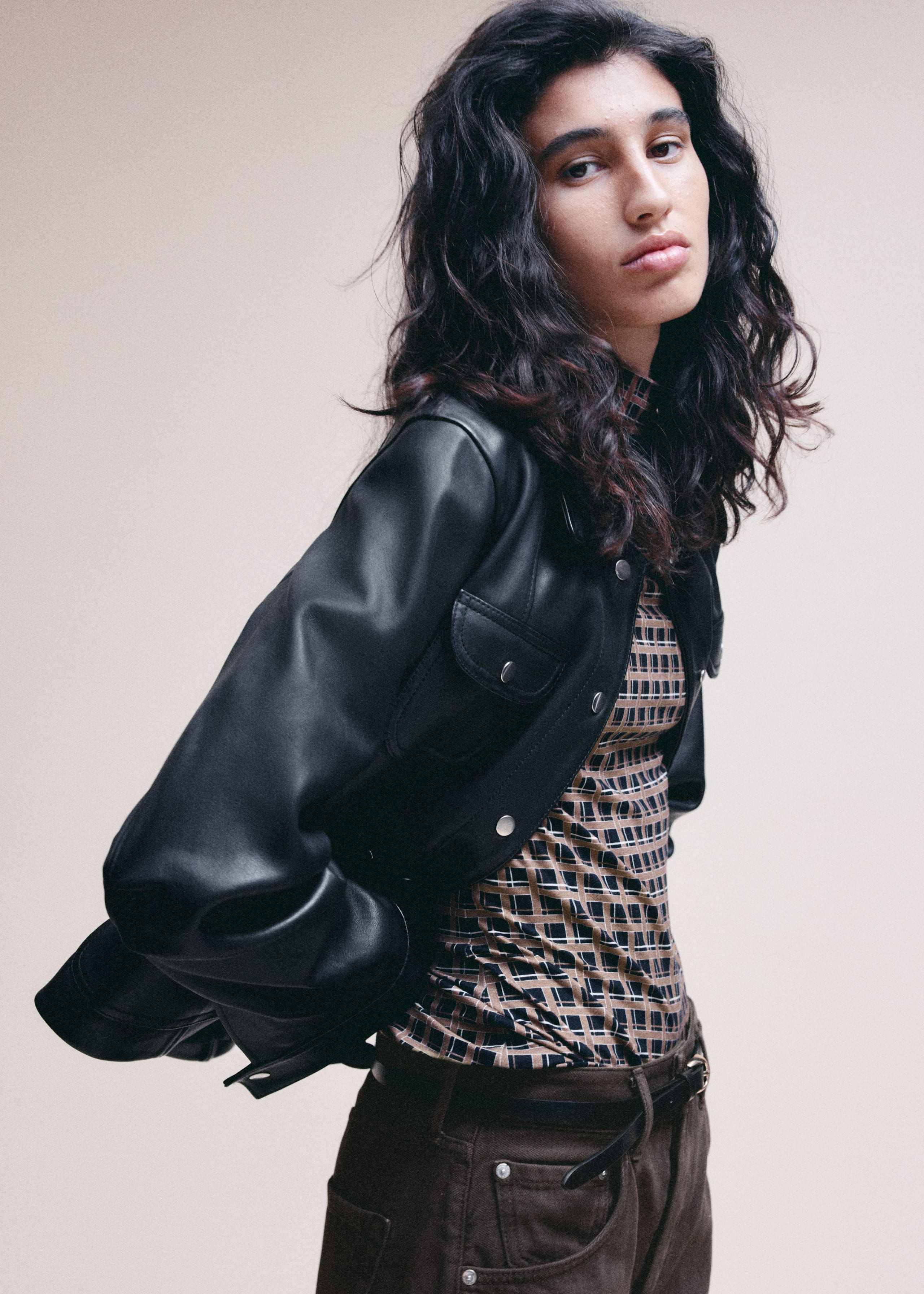 Image of Patch-Pocket Leather Jacket