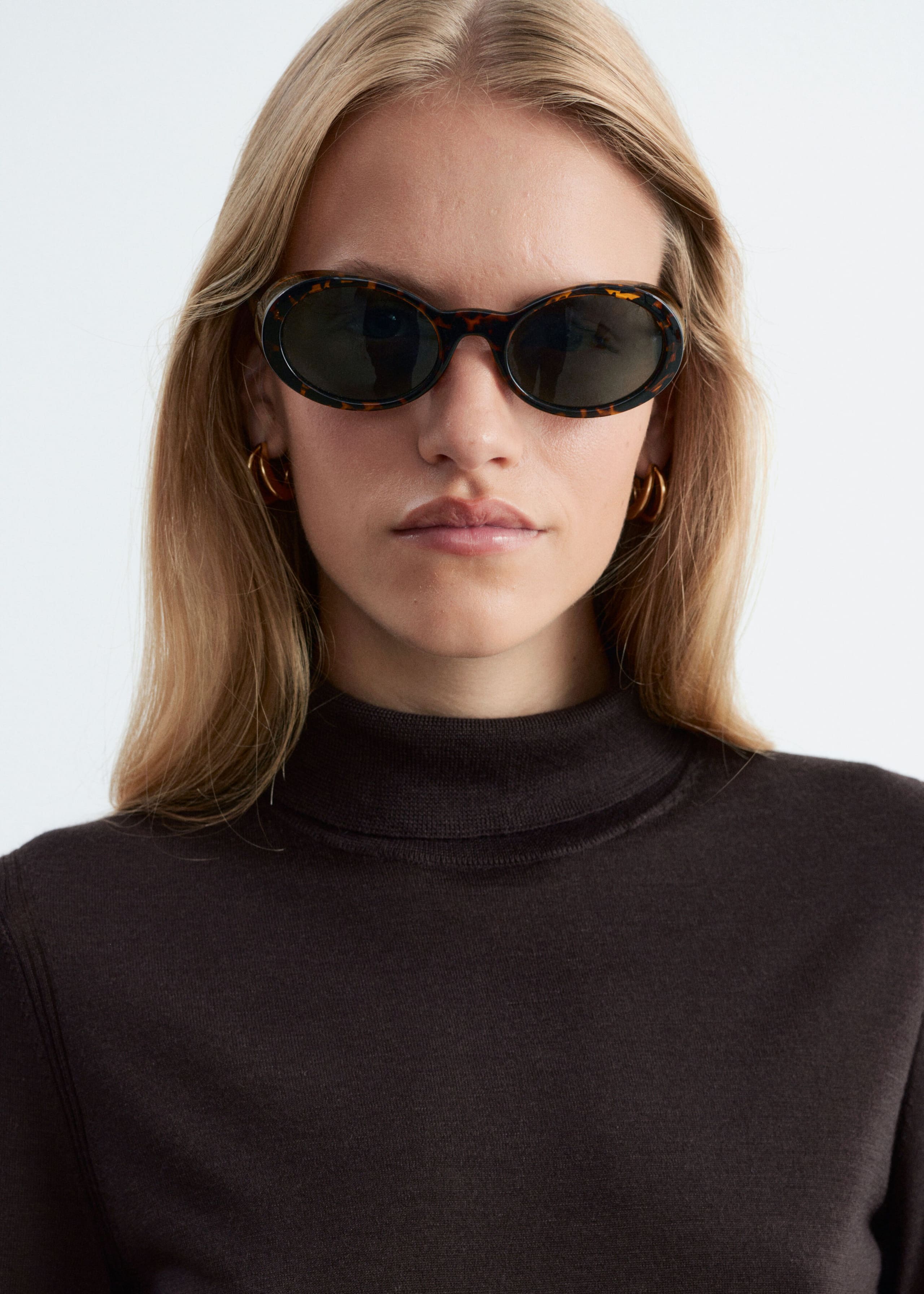 Merino Wool Polo Neck Top - Dark Brown - Lookbook