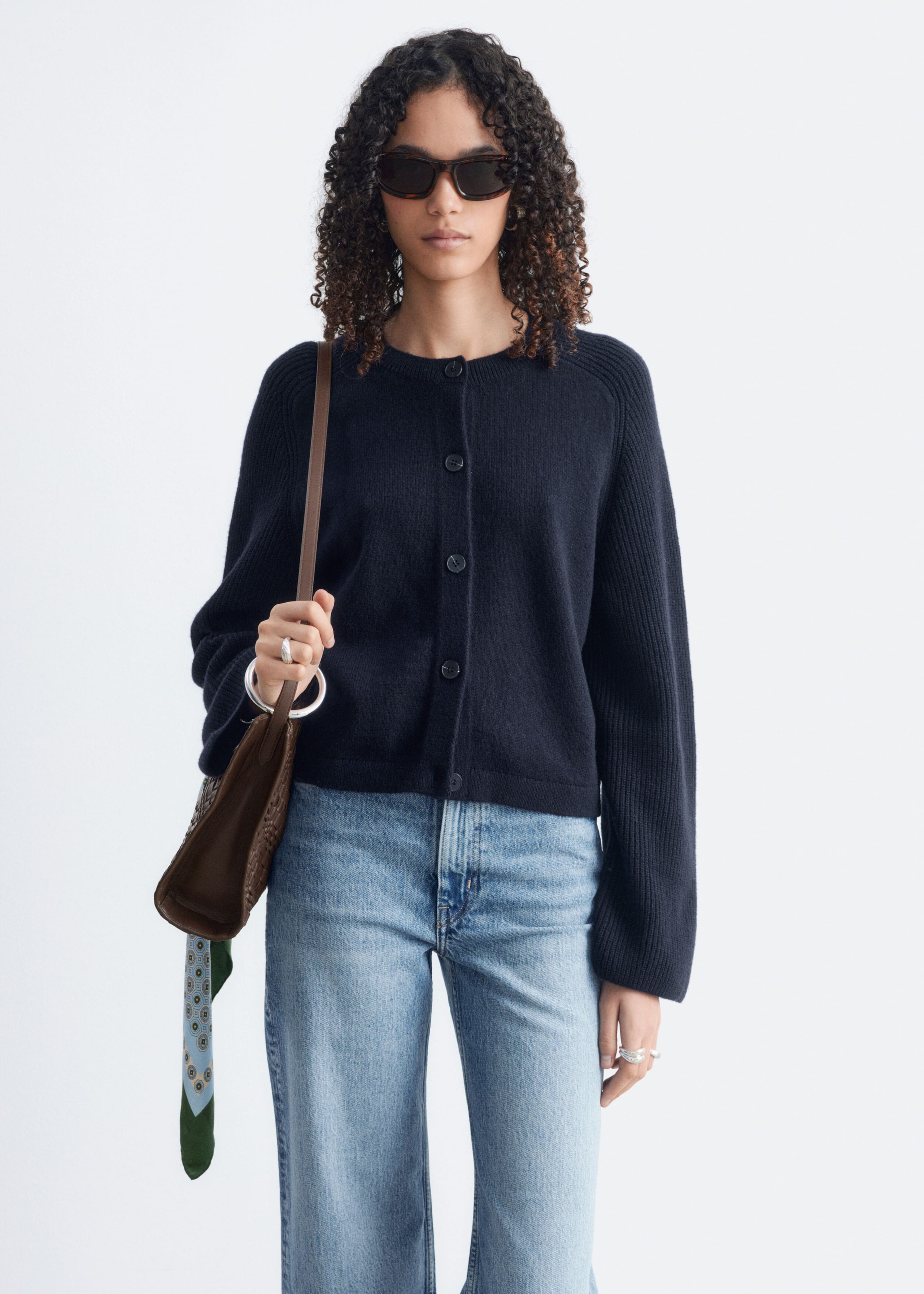 Relaxed Wool-Cotton Cardigan - Dark Blue - Lookbook