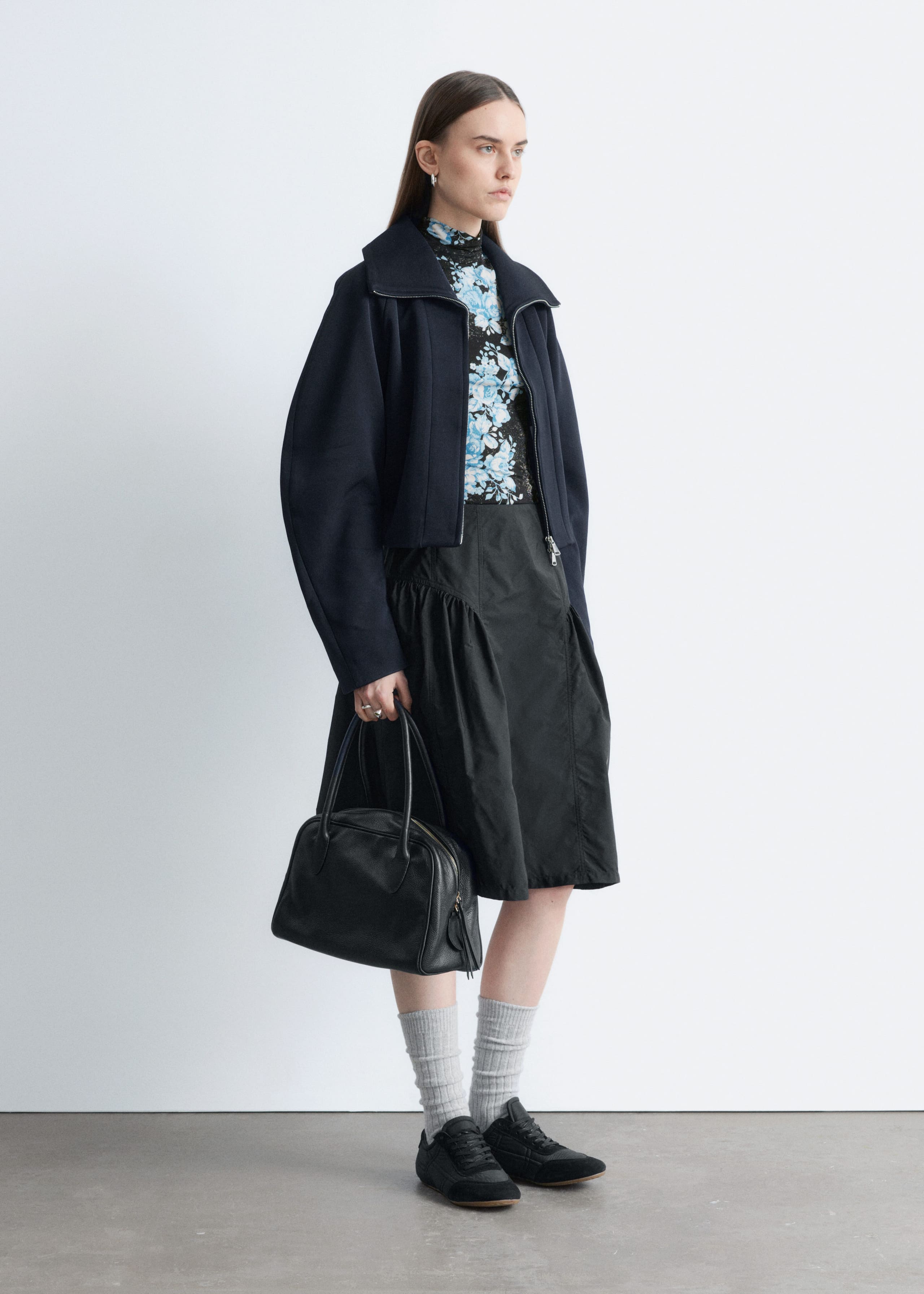 Image of Floral-Patterned Turtleneck Top