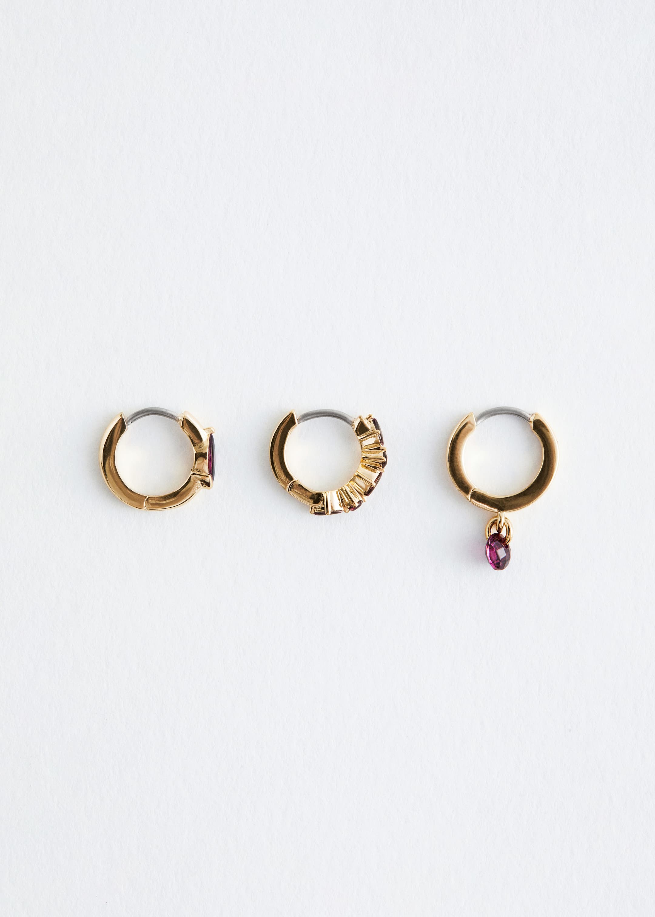 Visa större bild: Set med hoops med strass - Guld/lila - DAM | H&M SE 1