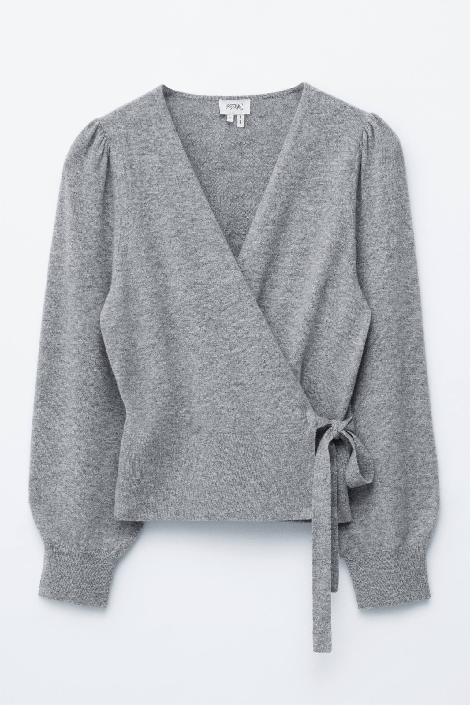 Gilet cache-coeur en mérinos - Gris chiné/Marron foncé/Lilas - 1