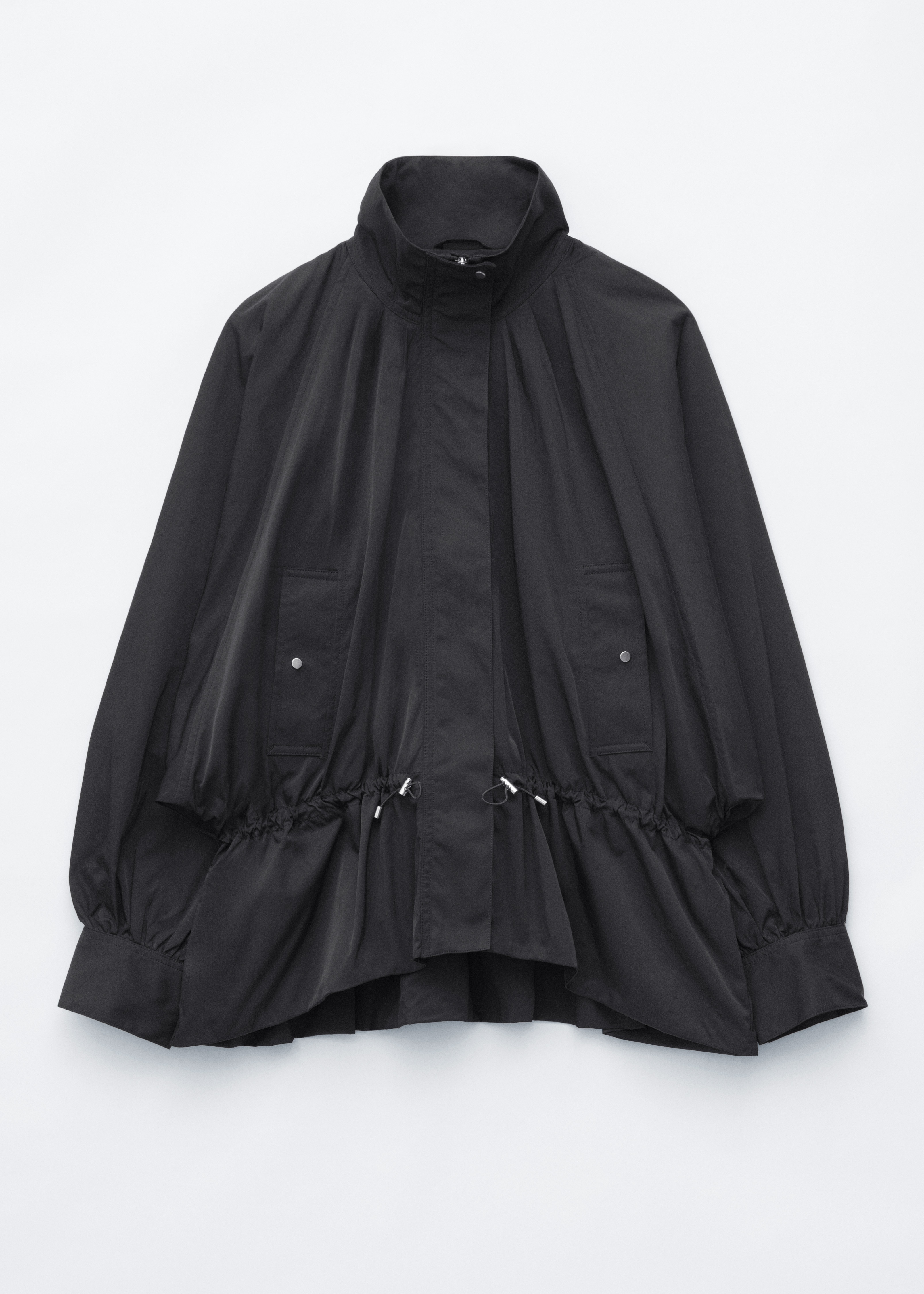 Jacke aus Nylon mit Tunnelkragen - Schwarz/Hellbeige
