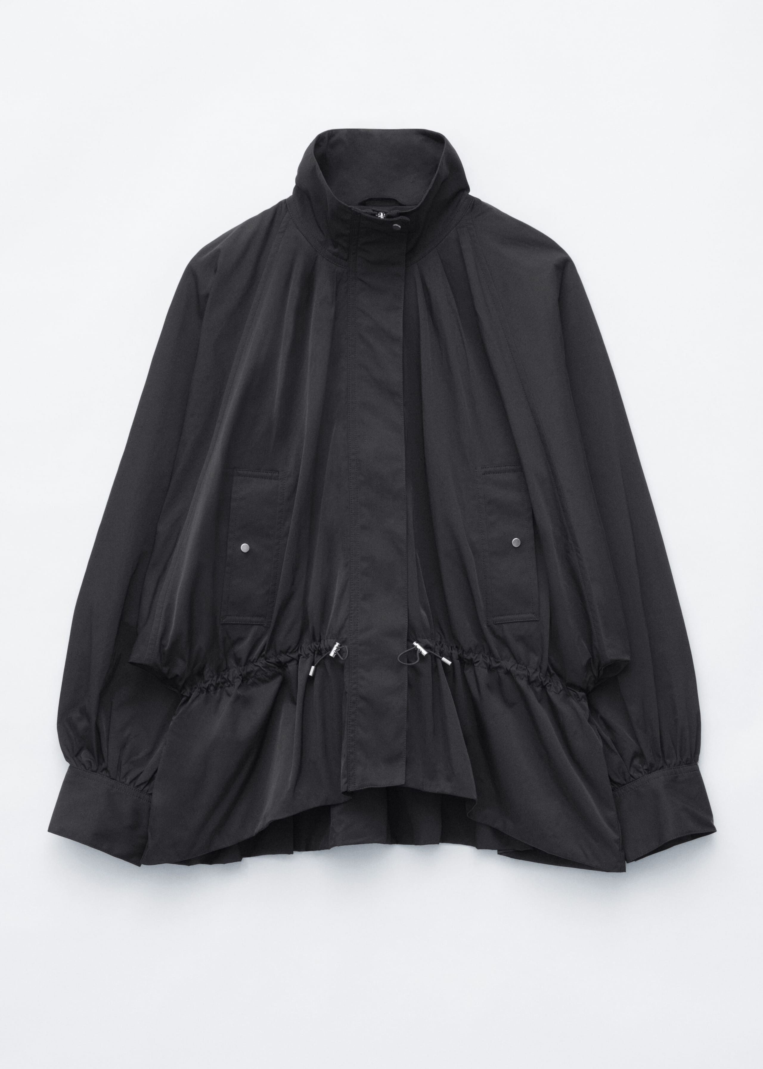 Nylon Funnel-Collar Jacket - Black - Still Life