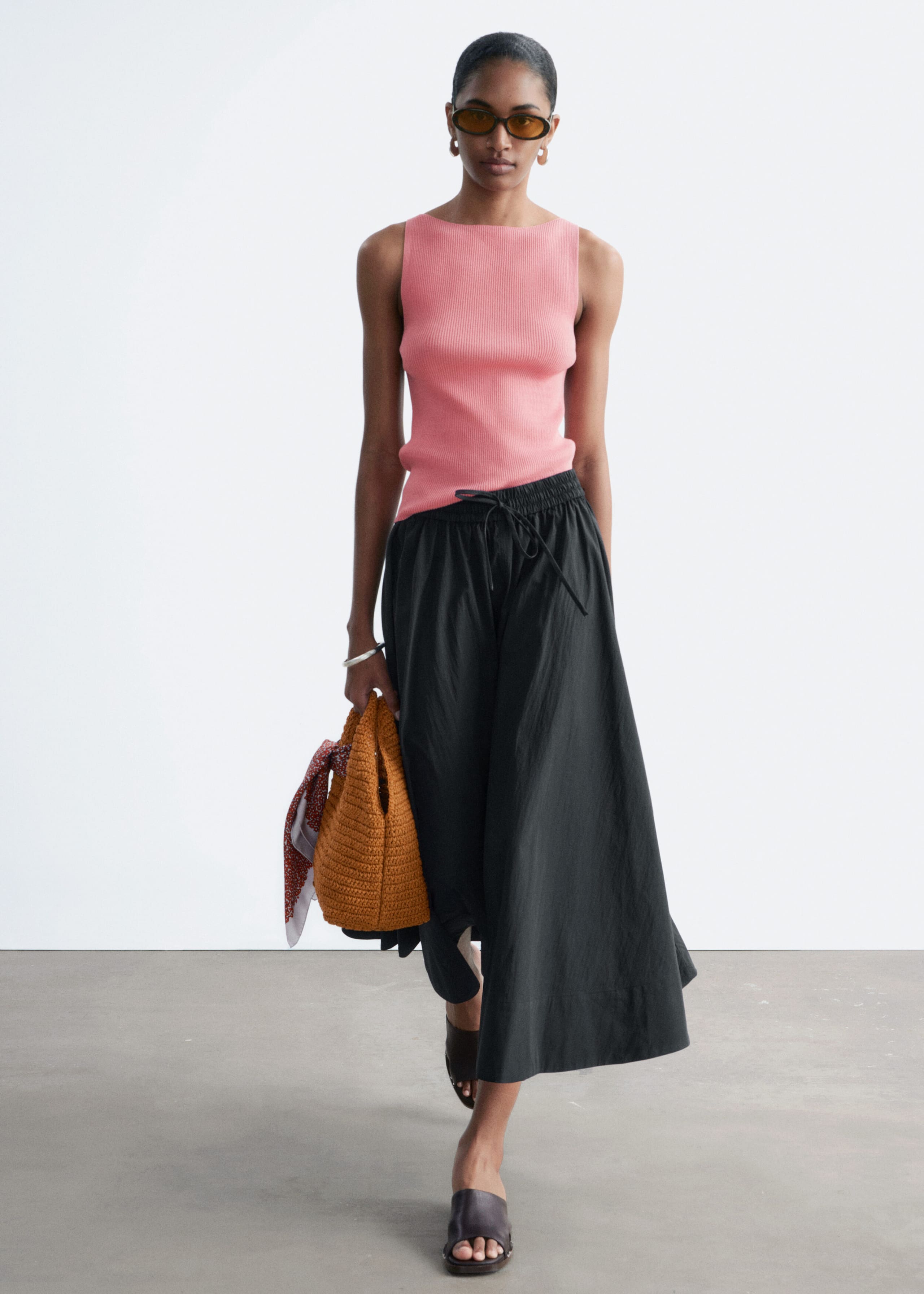 Gathered A-line Maxi Skirt - Black - Still Life