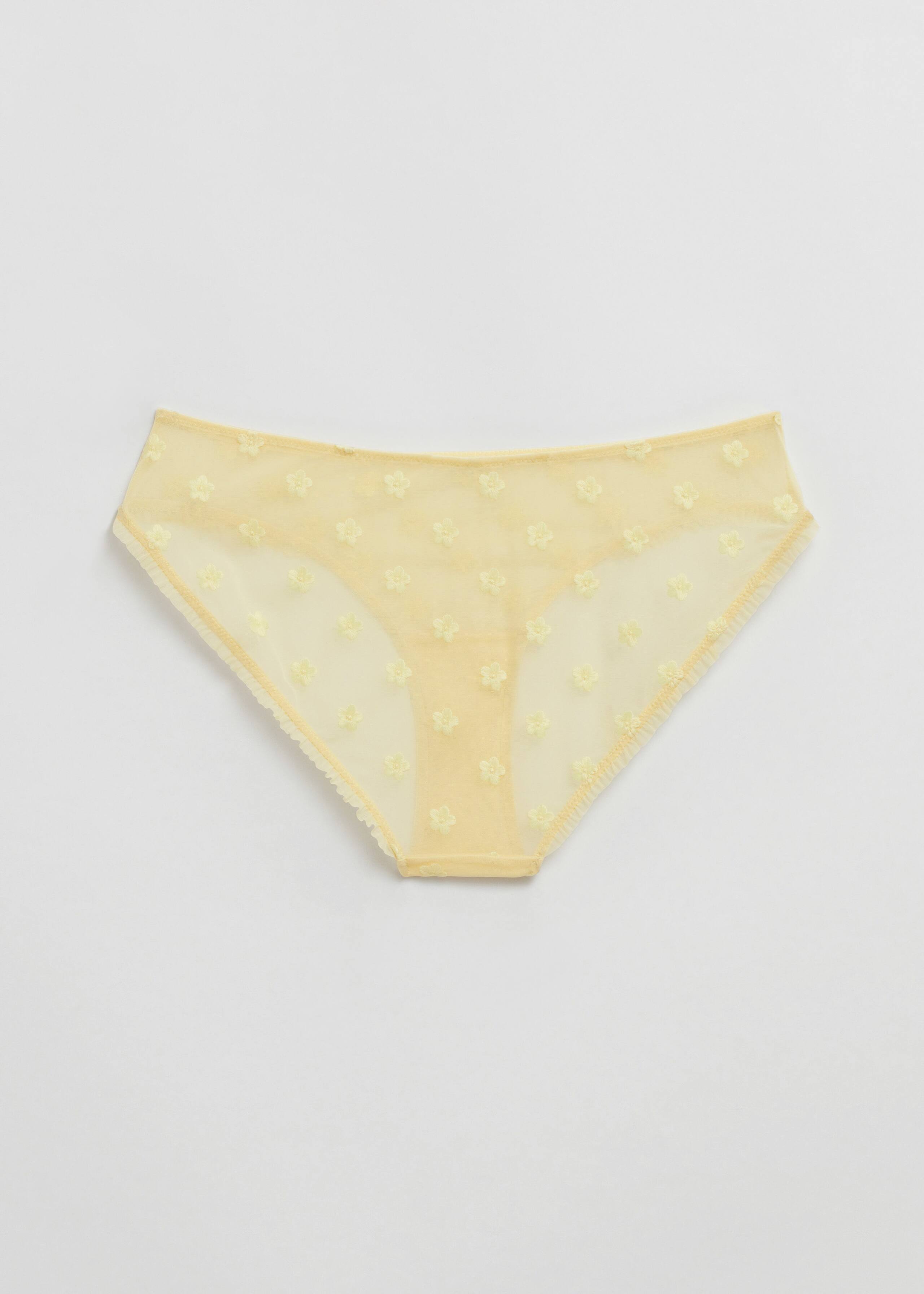 Flower Embroidered Briefs - Lemon - Bodegón