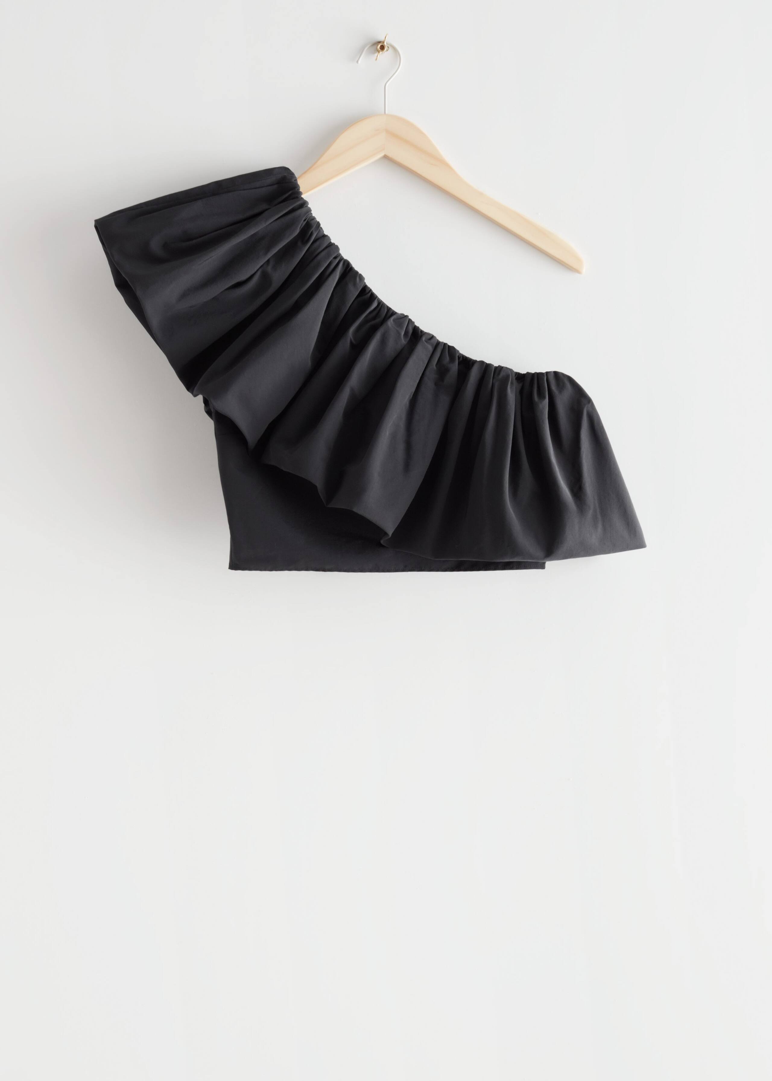 Ruffled One-Shoulder Top - Black - Still Life