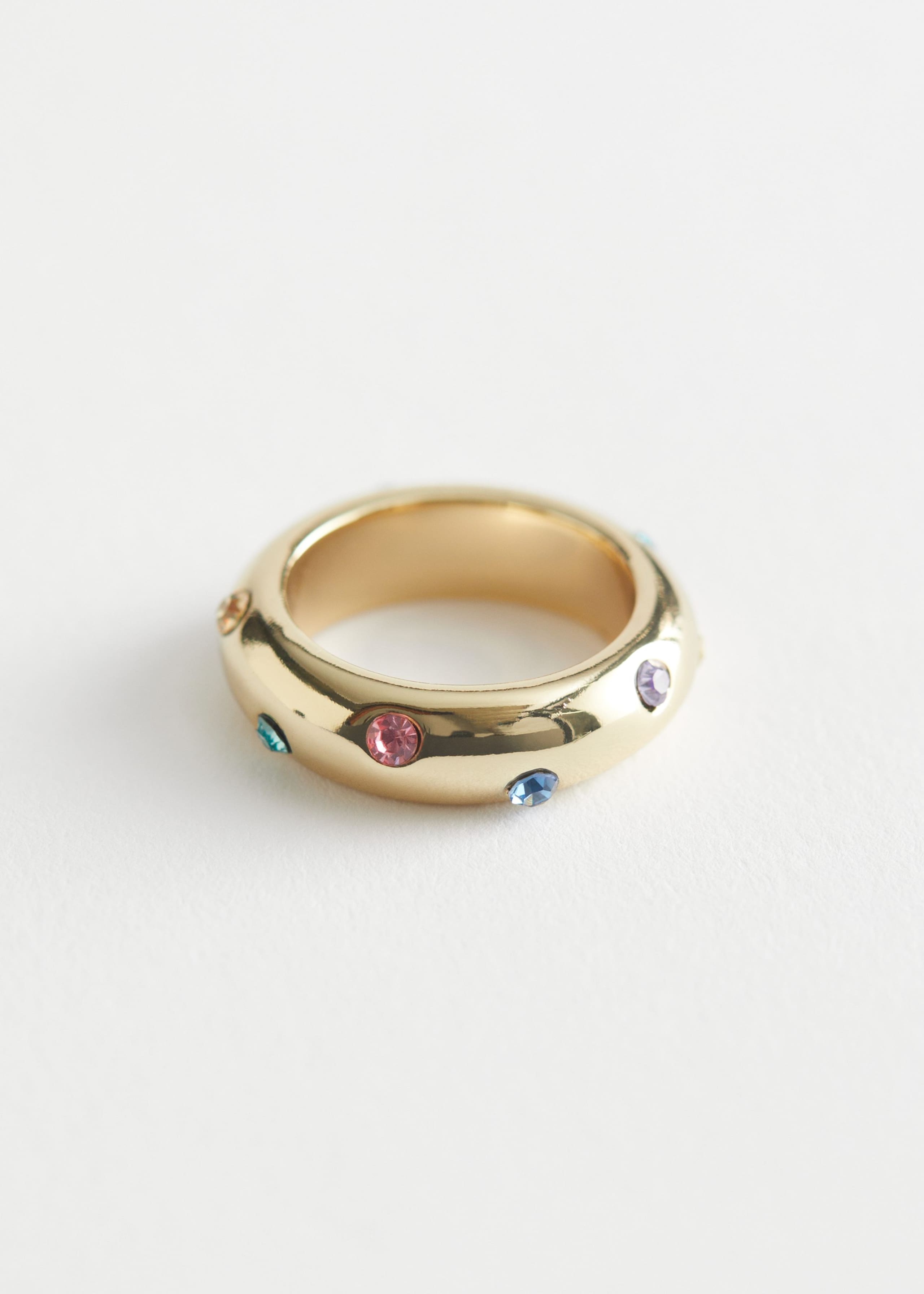 Rhinestone Encrusted Ring - Silver - Still Life