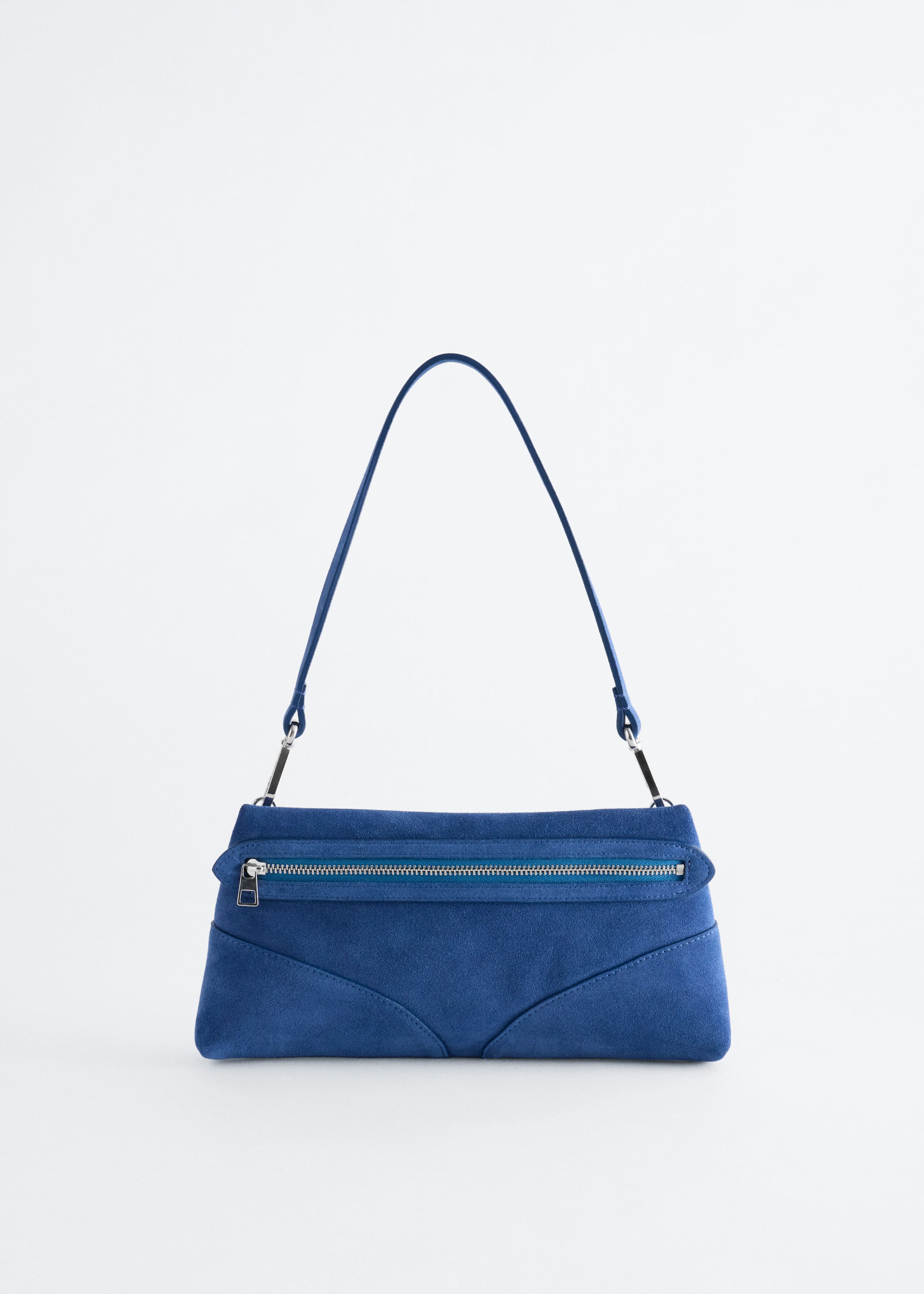 Schultertasche aus Spaltveloursleder - Blau - Stillleben
