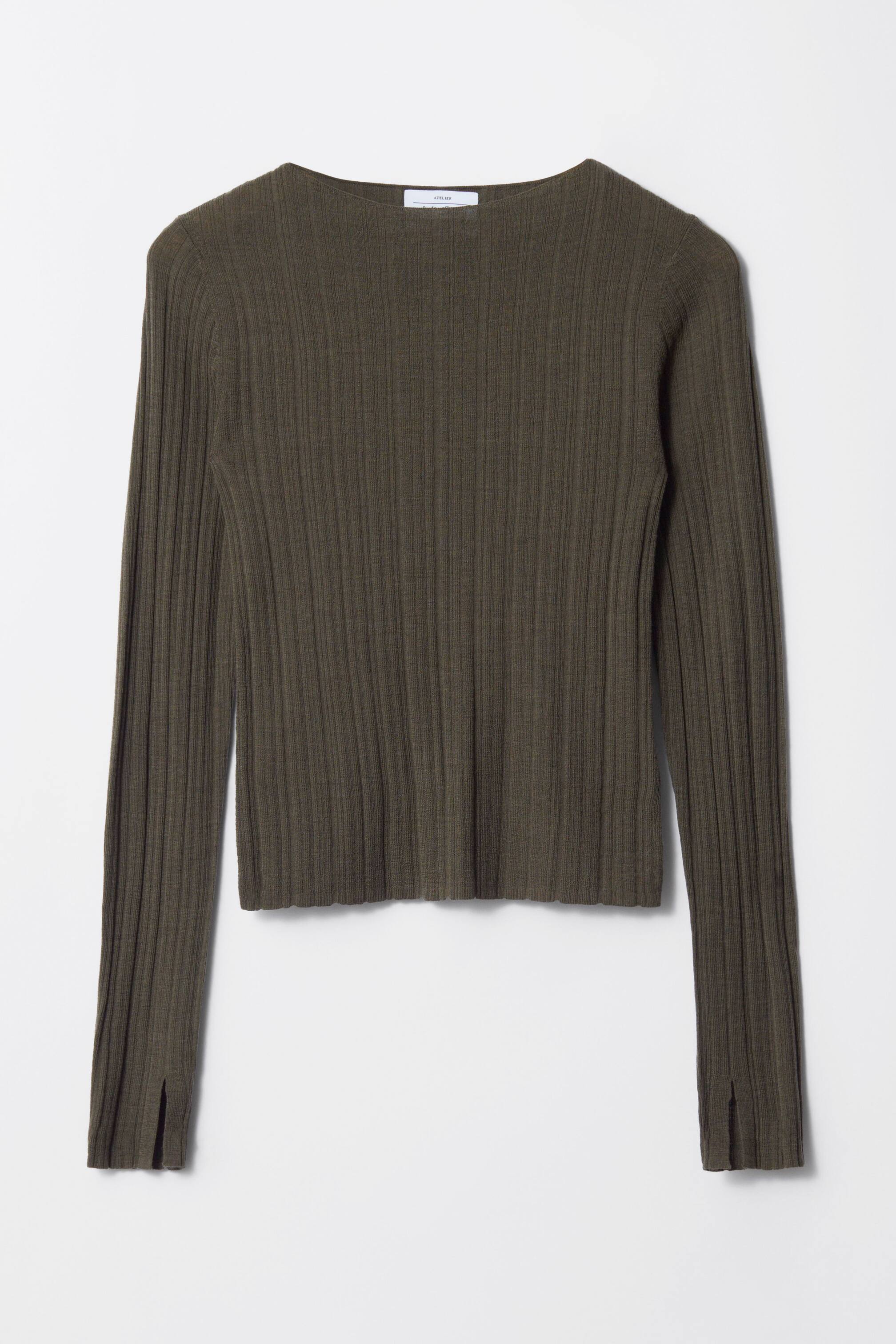 Visa större bild: Skir topp i merinoull - Kaki - DAM | H&M SE 1