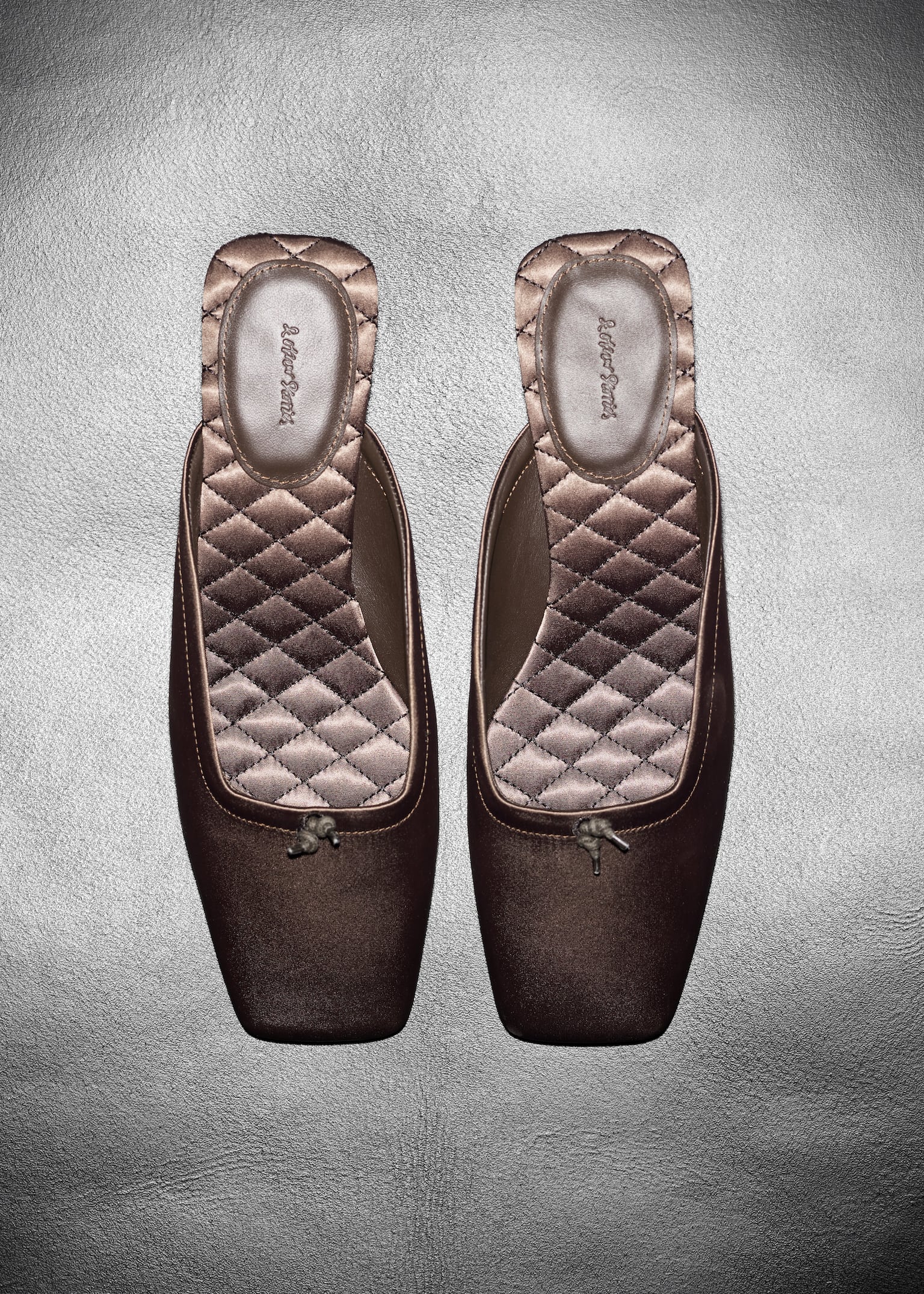 Mules de satén de punteras cuadradas - Marrón/Rojo rubí - 4