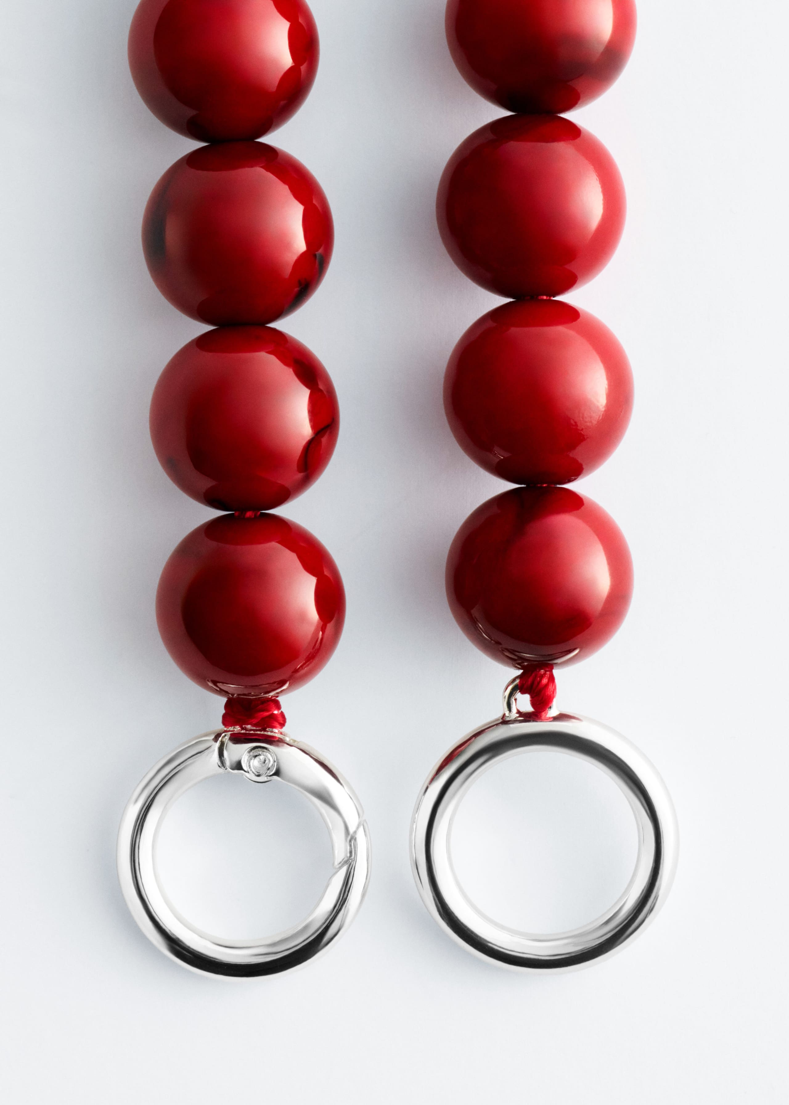 Short Stone Bead Necklace - Red - Still Life