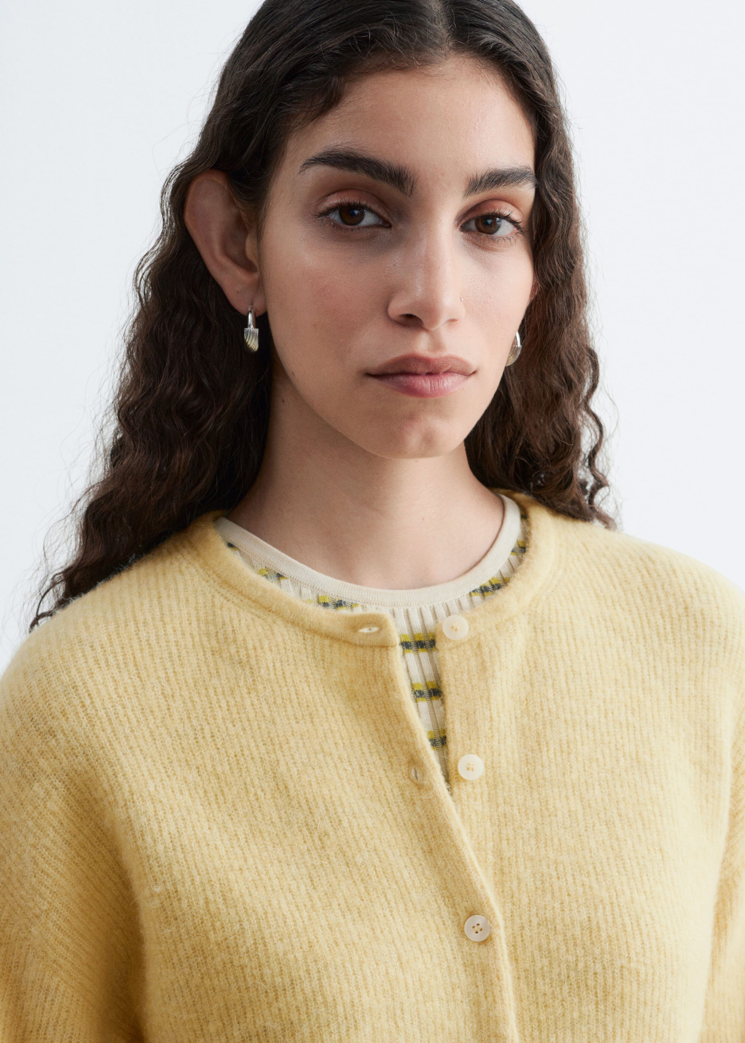 Image of Cárdigan de punto en mezcla de lana de alpaca