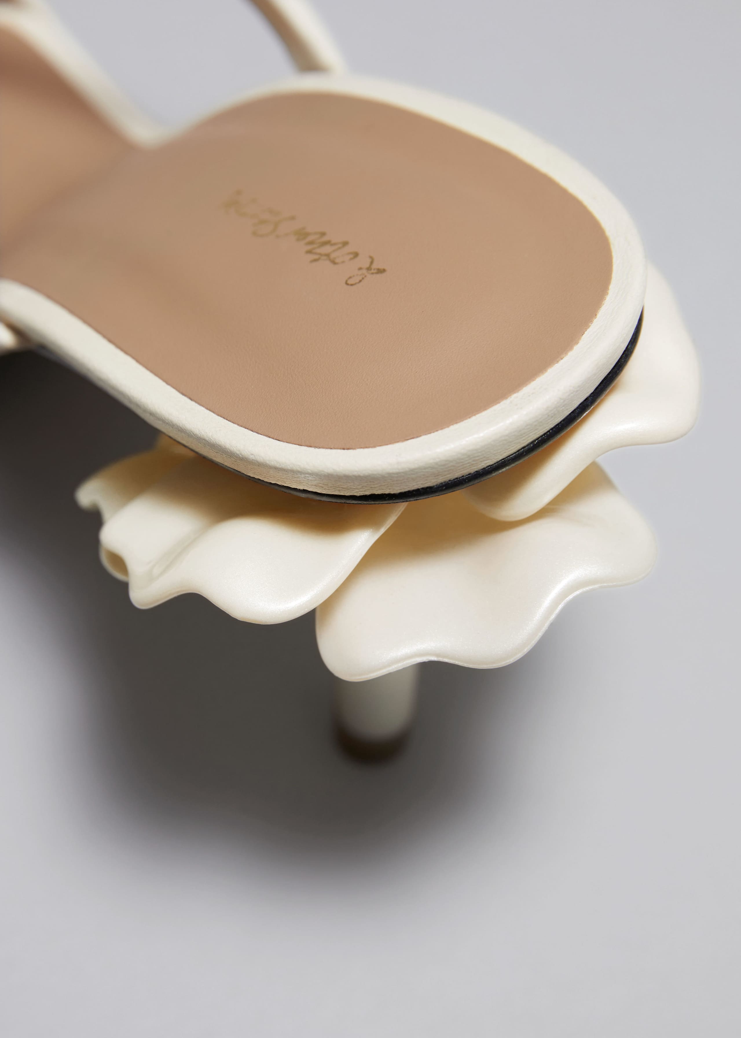 Image of Flower Embellished Leather Mules