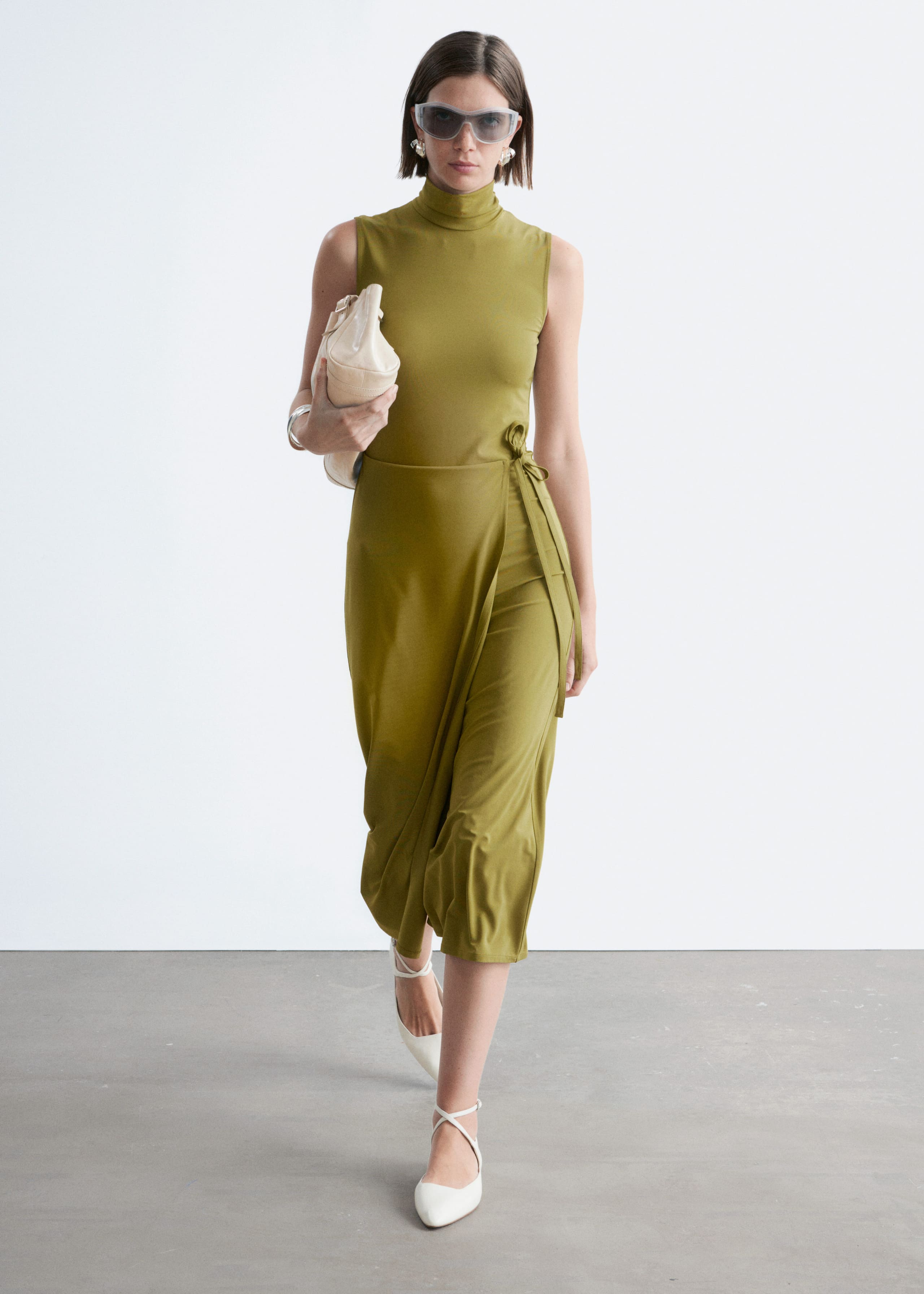 Sleeveless Turtleneck Midi Dress - Chartreuse - Lookbook