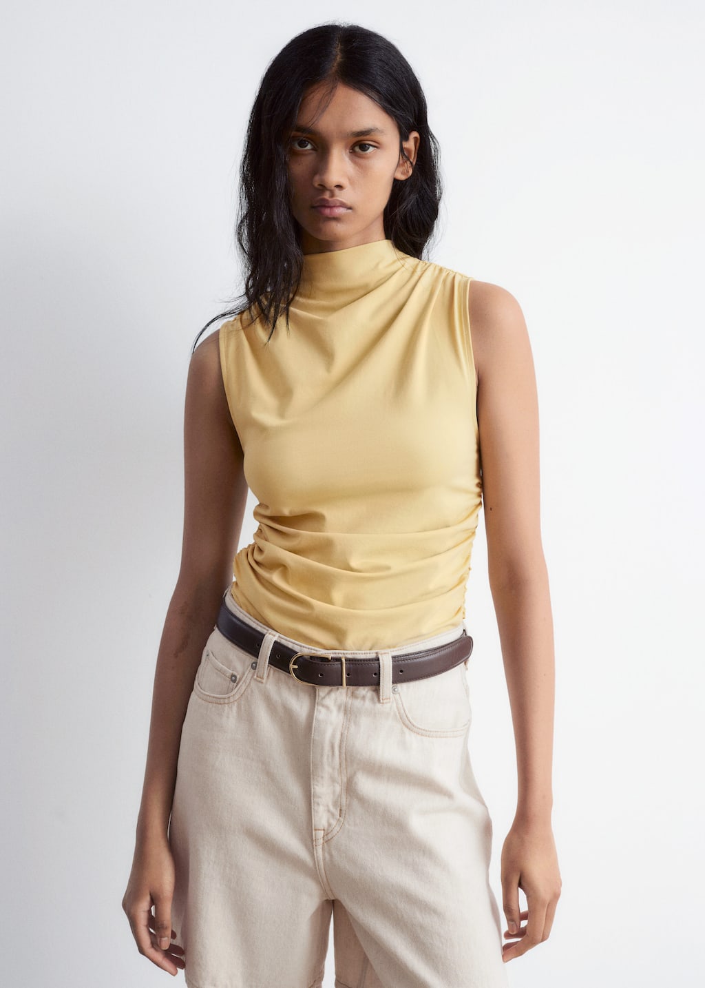 Image of Sleeveless Mock-Neck Top