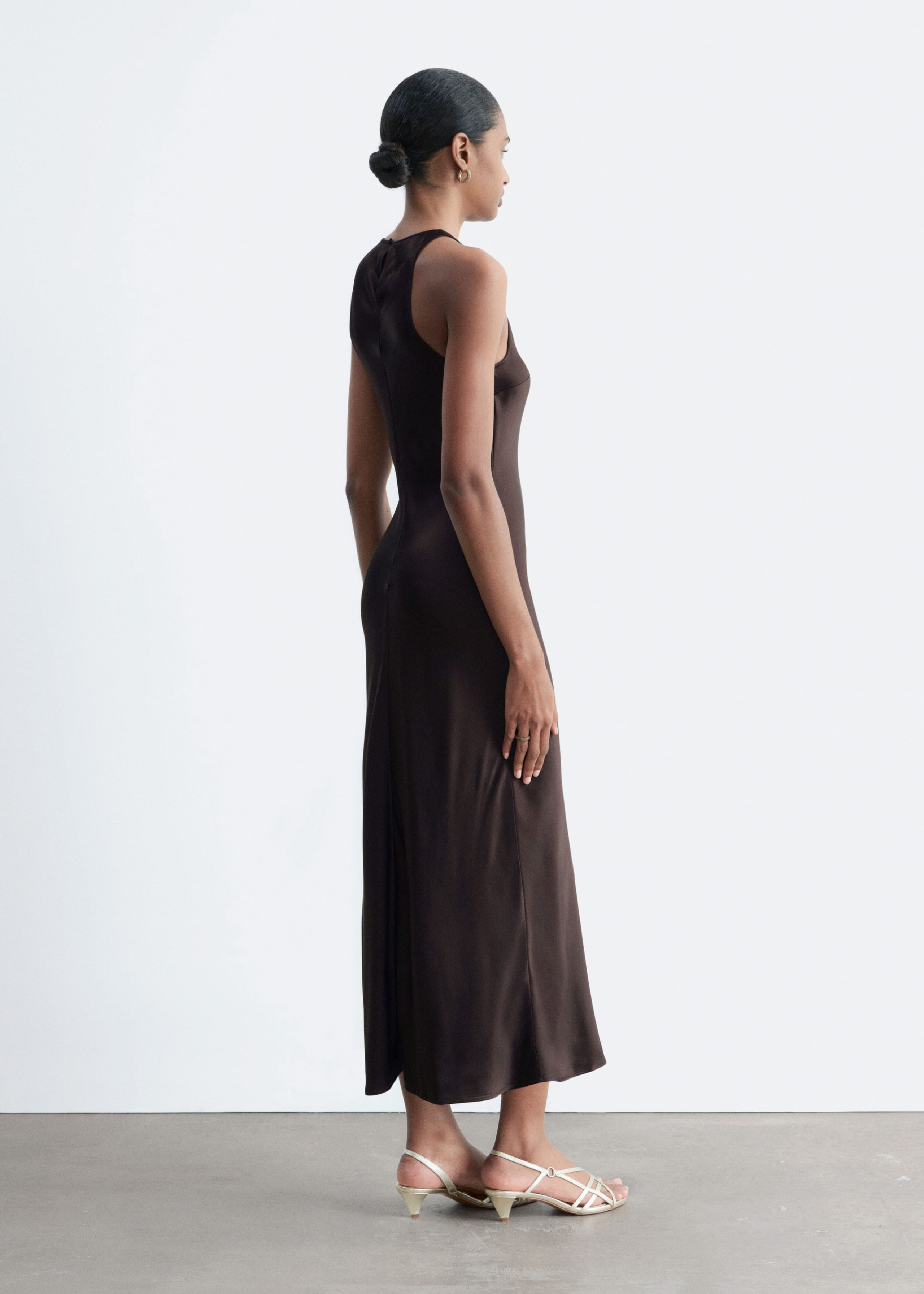 Image of Sleeveless Satin Midi Dress
