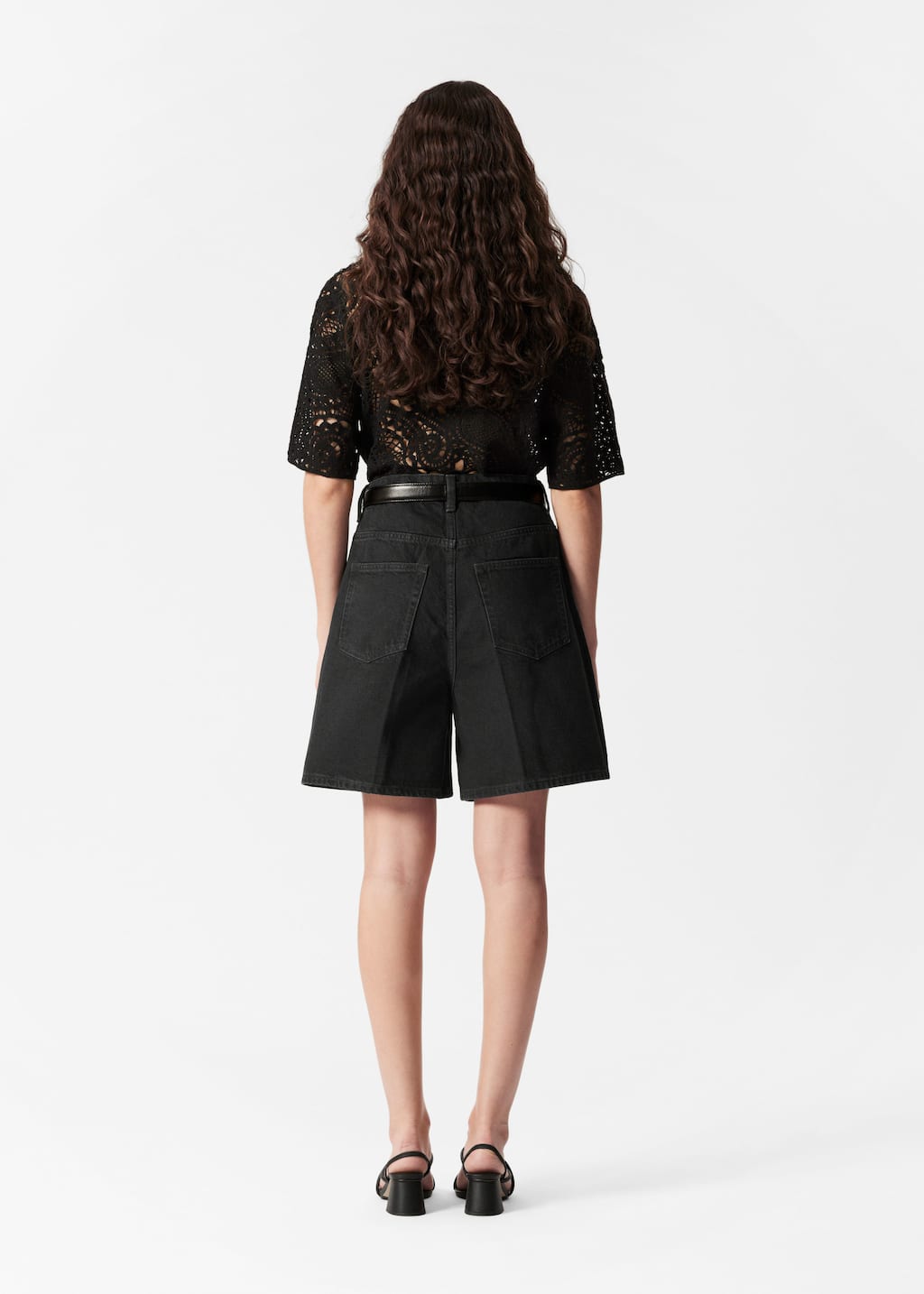 Image of Wide-Leg Denim Shorts