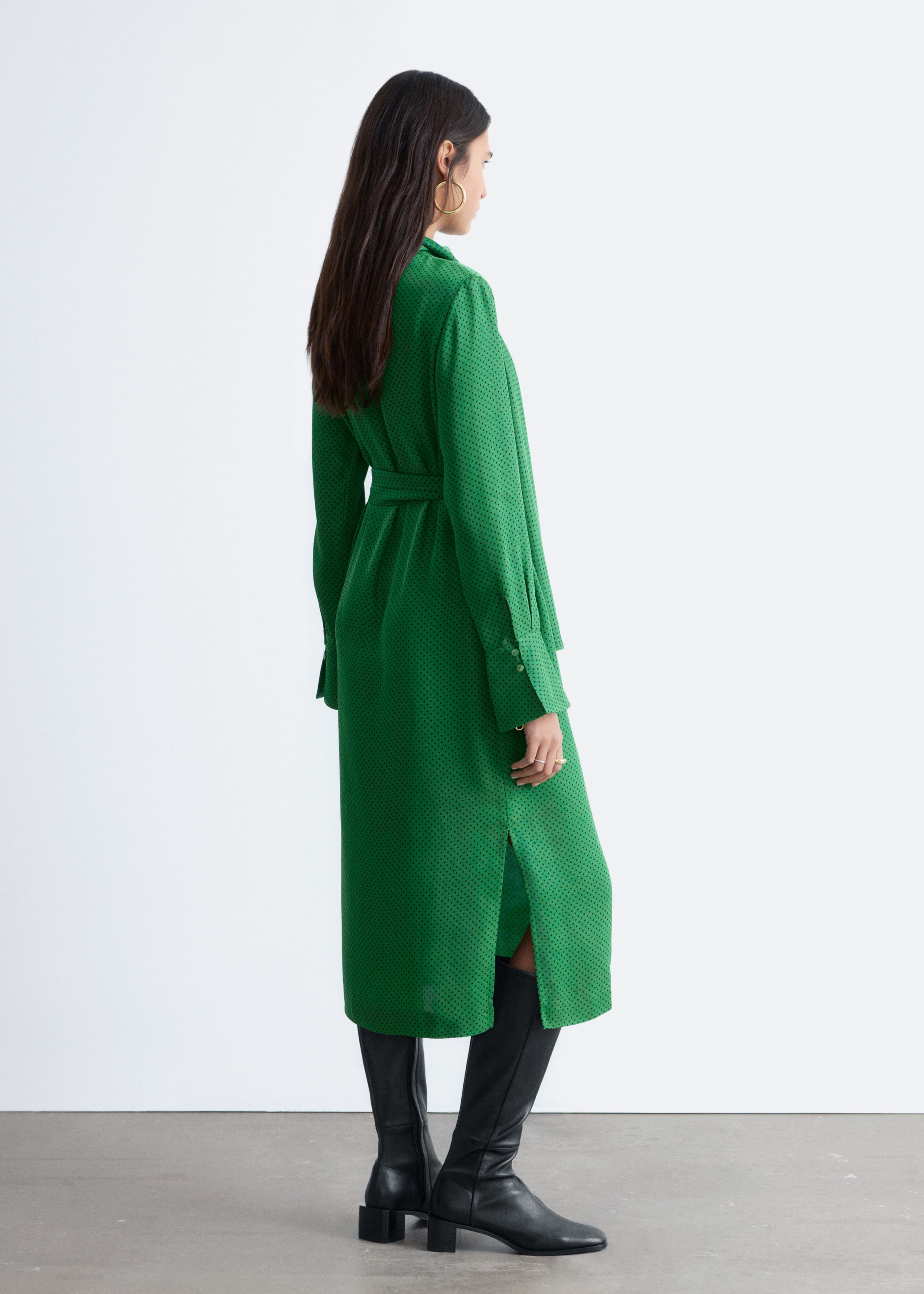 Image of Scarf-Neck Midi Dress