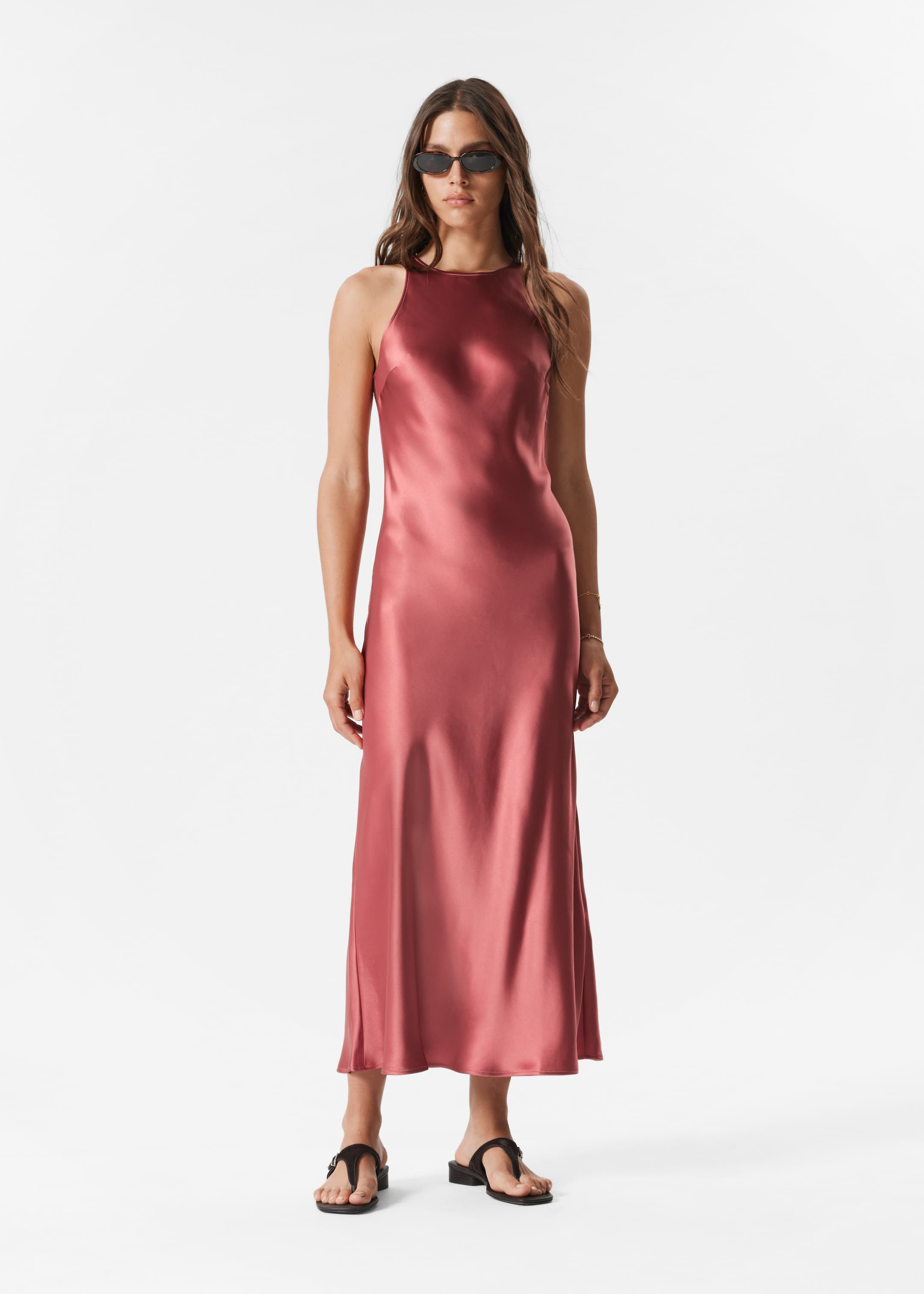Agrandir l'image: Robe midi en satin sans manches - Dark pink - FEMME | H&M CH 1