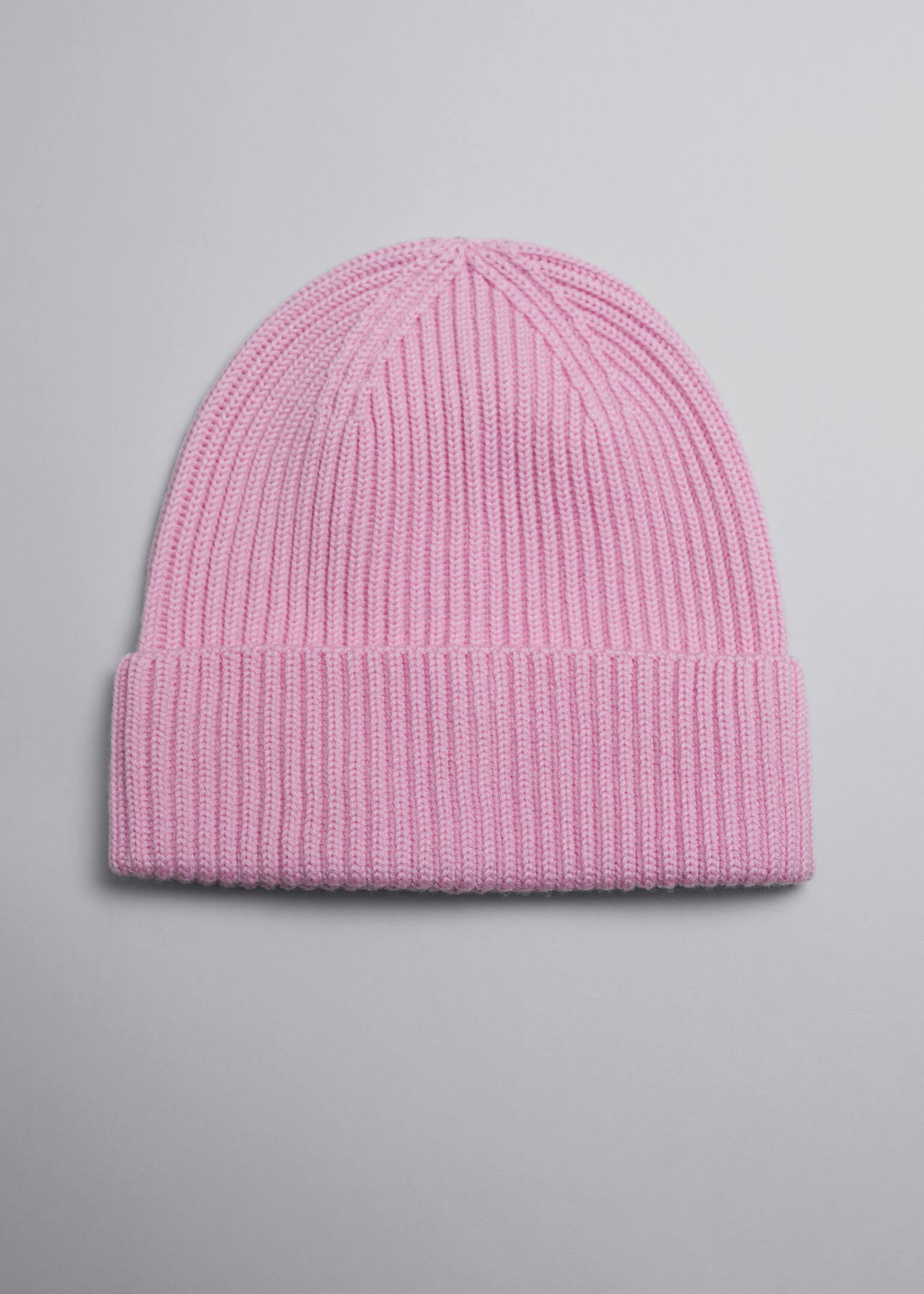 Ribbed Wool Beanie - Pink