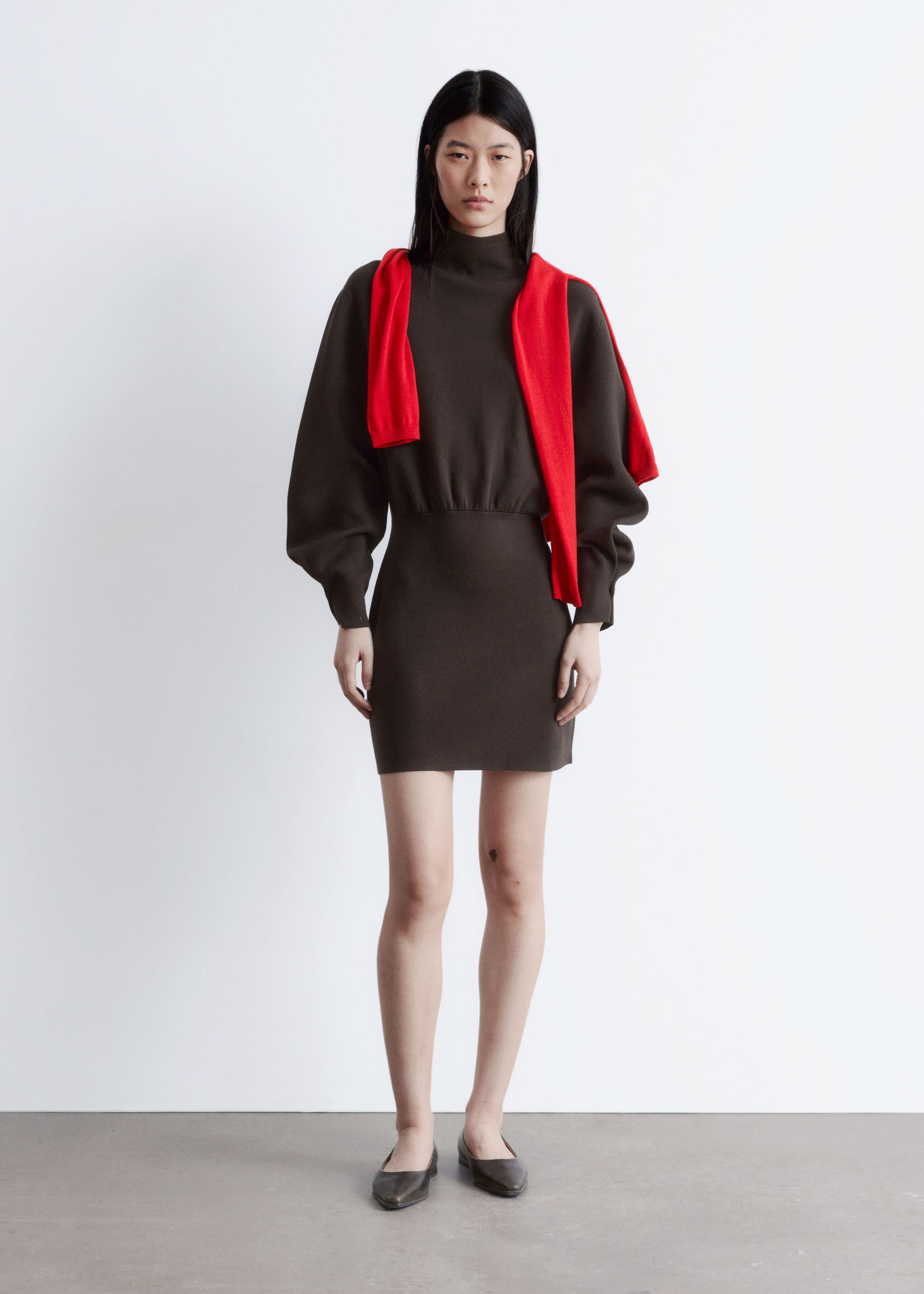 Image of Knitted Mock-Neck Mini Dress