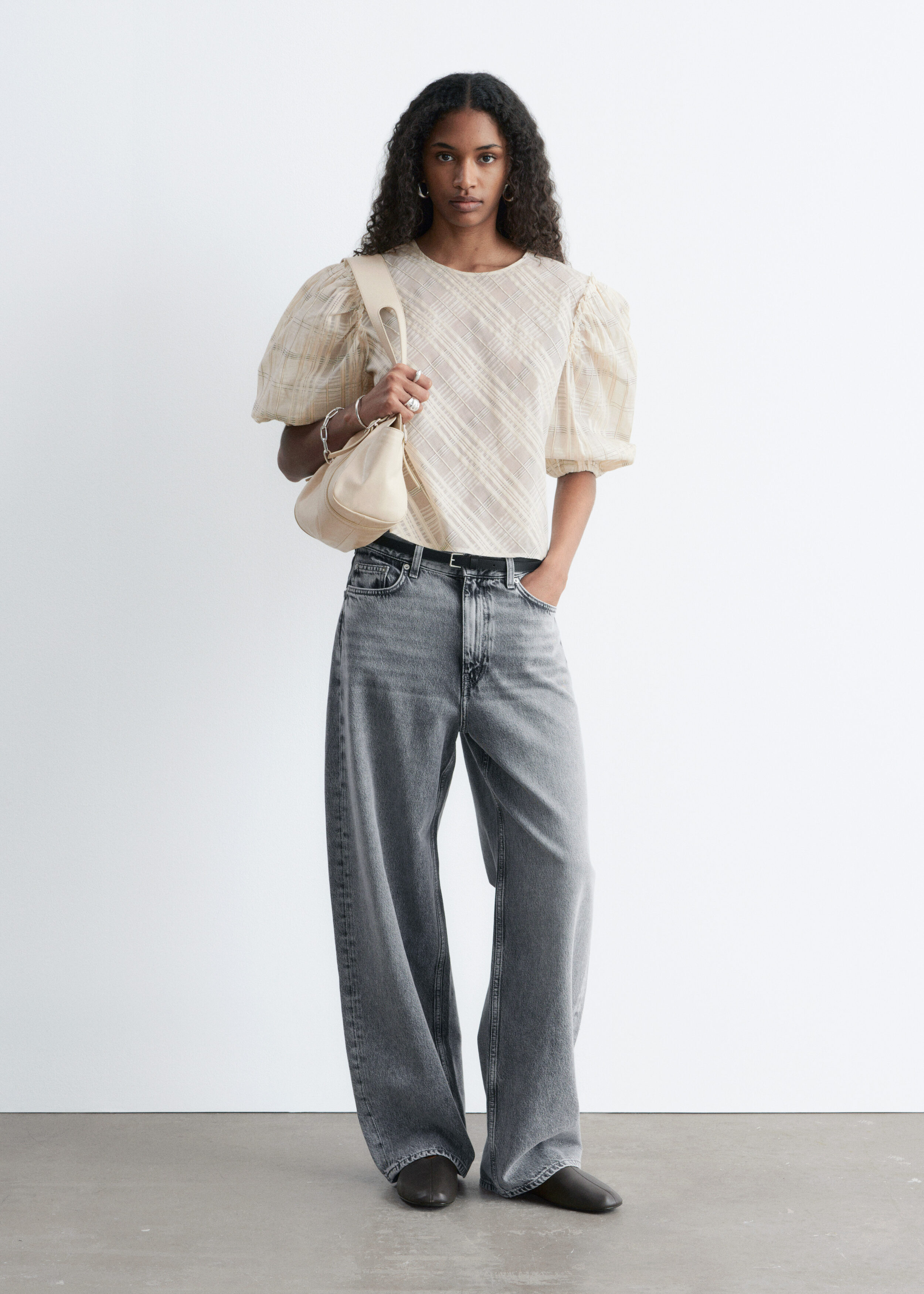 【新品】TODAYFUL Jacquard Balloon Blouse Balloon-Sleeve Jacquard Blouse - Beige/Tartan - & Other Stories US