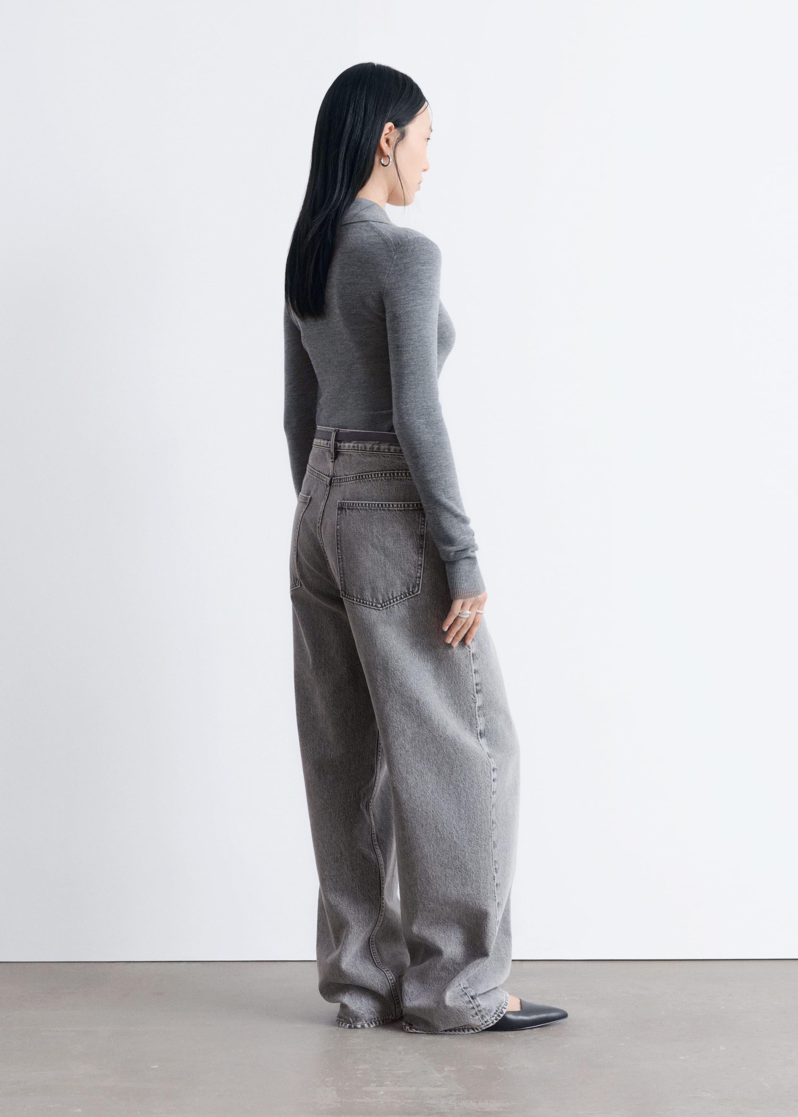 Image of Rib-Knit Merino Wool Polo Top