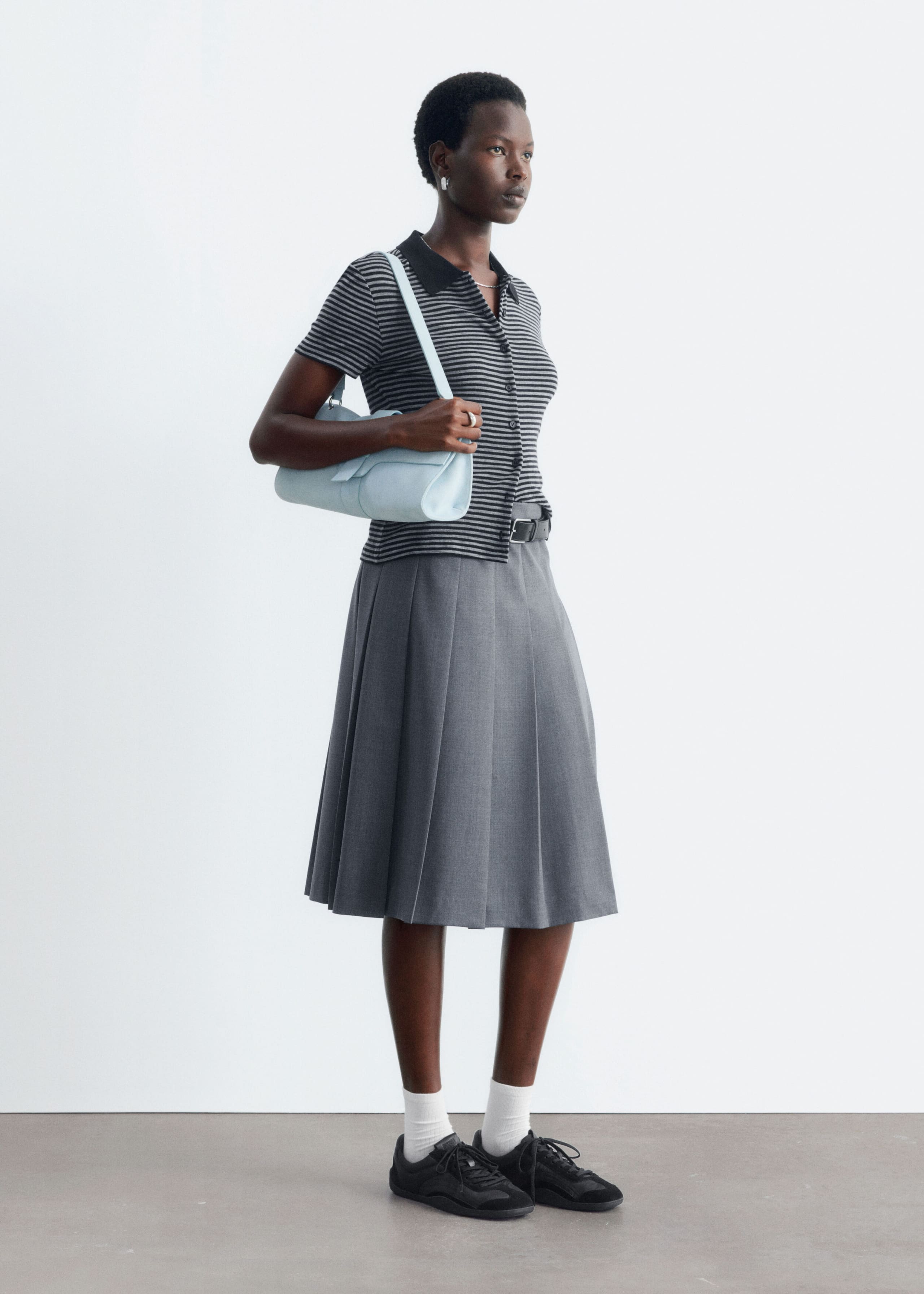 Pleated Skirt - Dark Grey - Lookbook