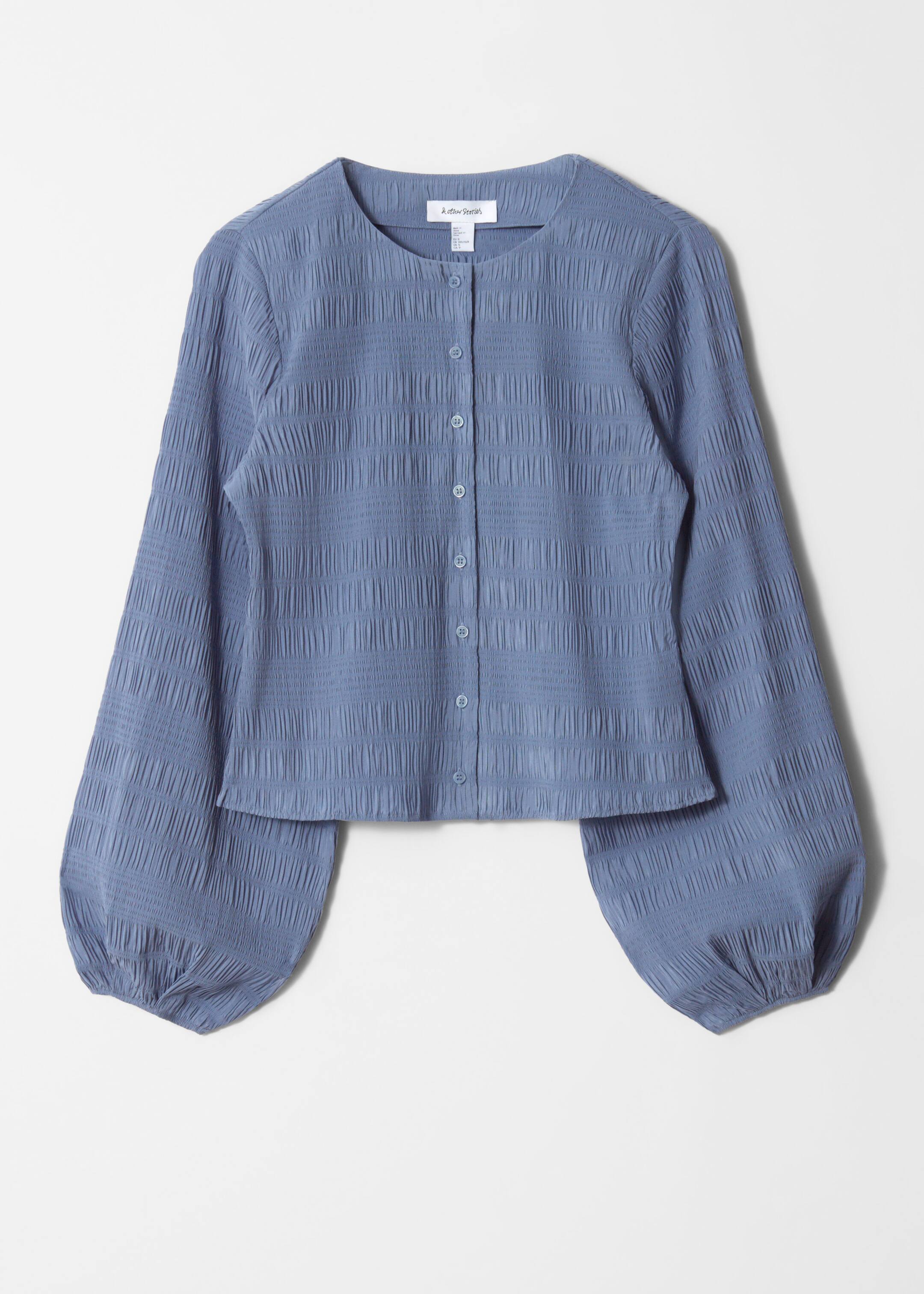 Größeres Bild ansehen: Gesmoktes Oberteil mit Ballonärmeln - Taubenblau - Ladies | H&M DE 5