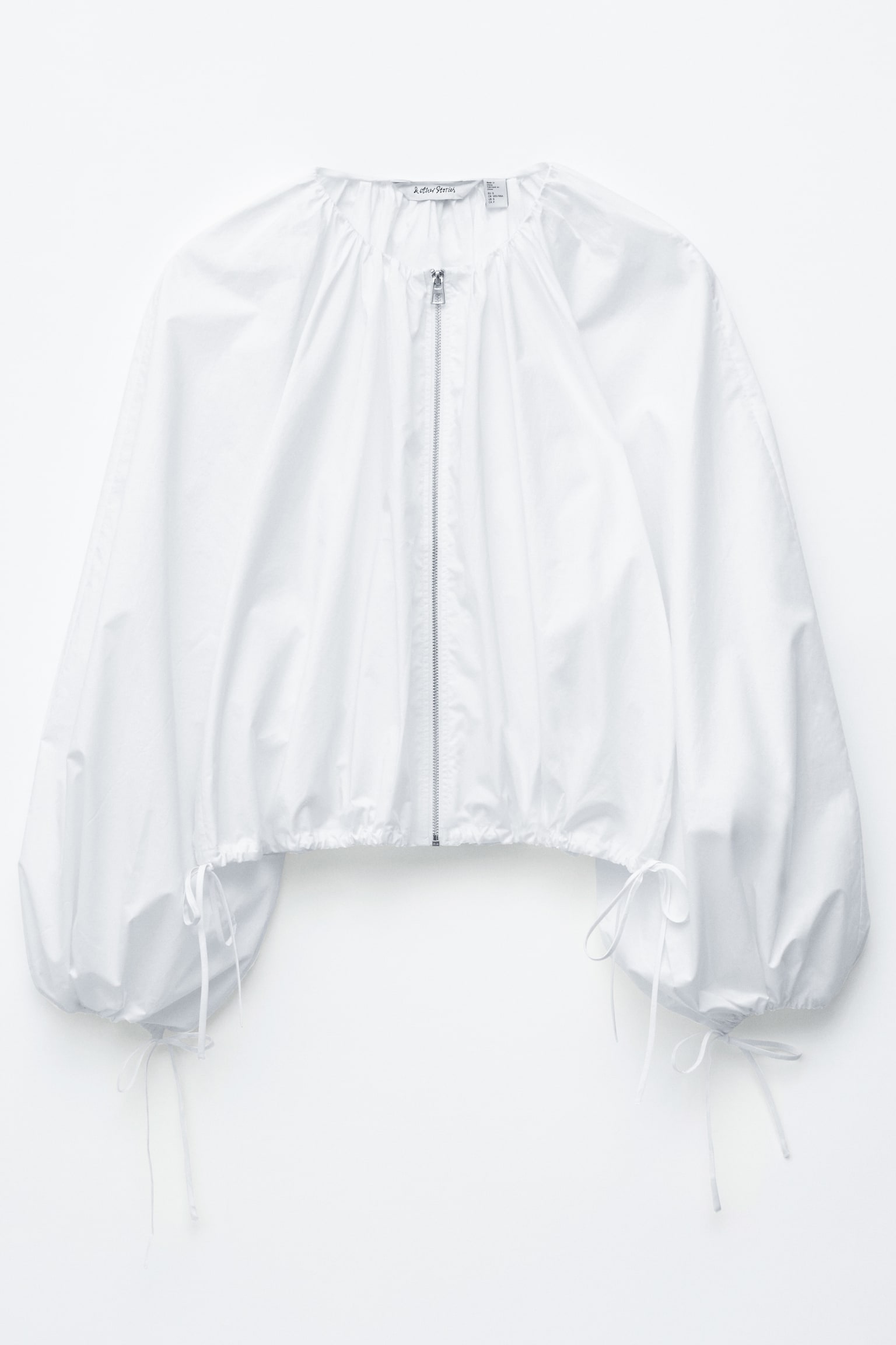 Cotton Poplin Zip-Front Blouse - White
