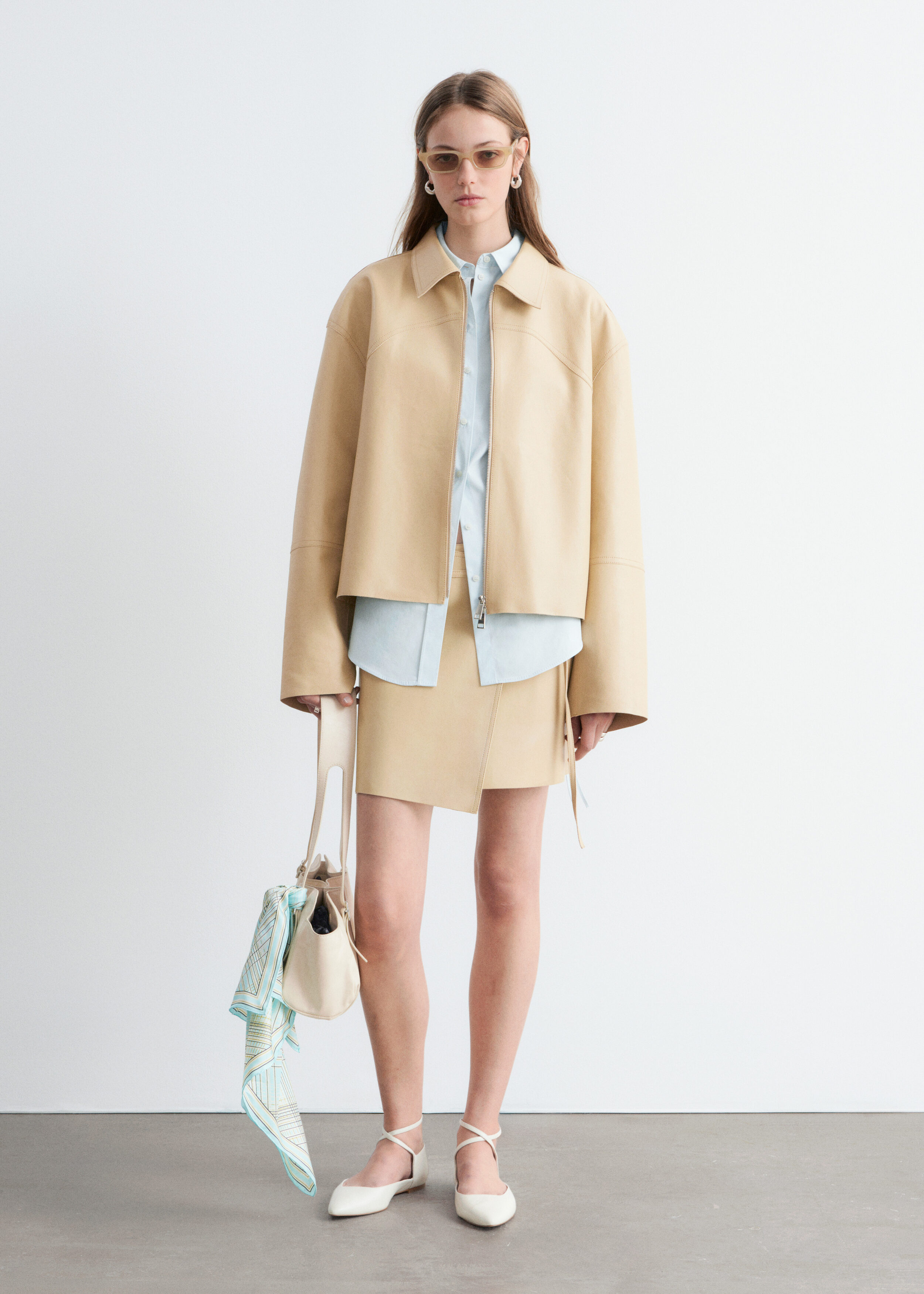 Relaxed Leather Jacket - Beige - Jackets - & Other Stories GB
