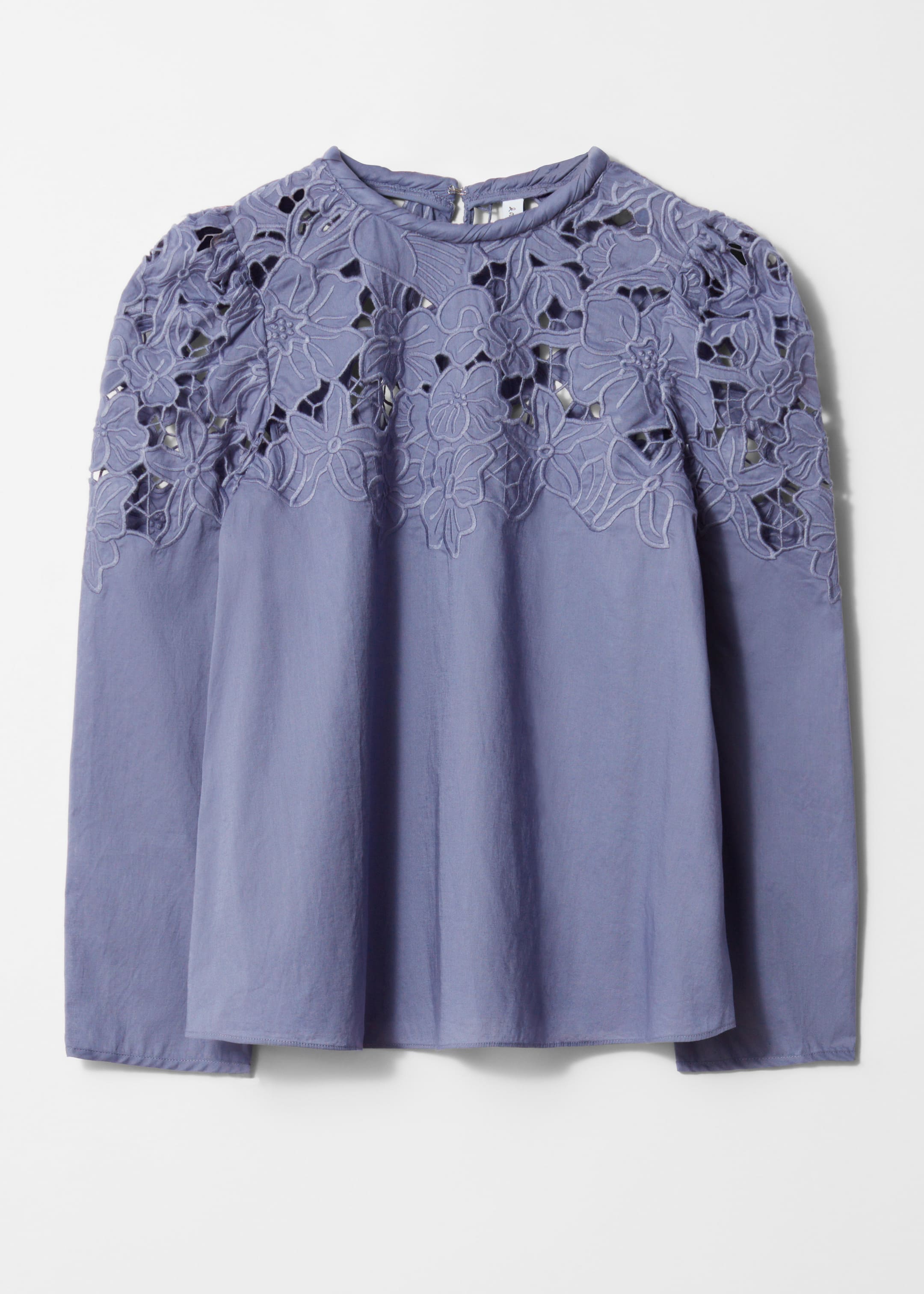 Grotere afbeelding bekijken: Geborduurde blouse met pofmouwen - Paars - DAMES | H&M NL 1