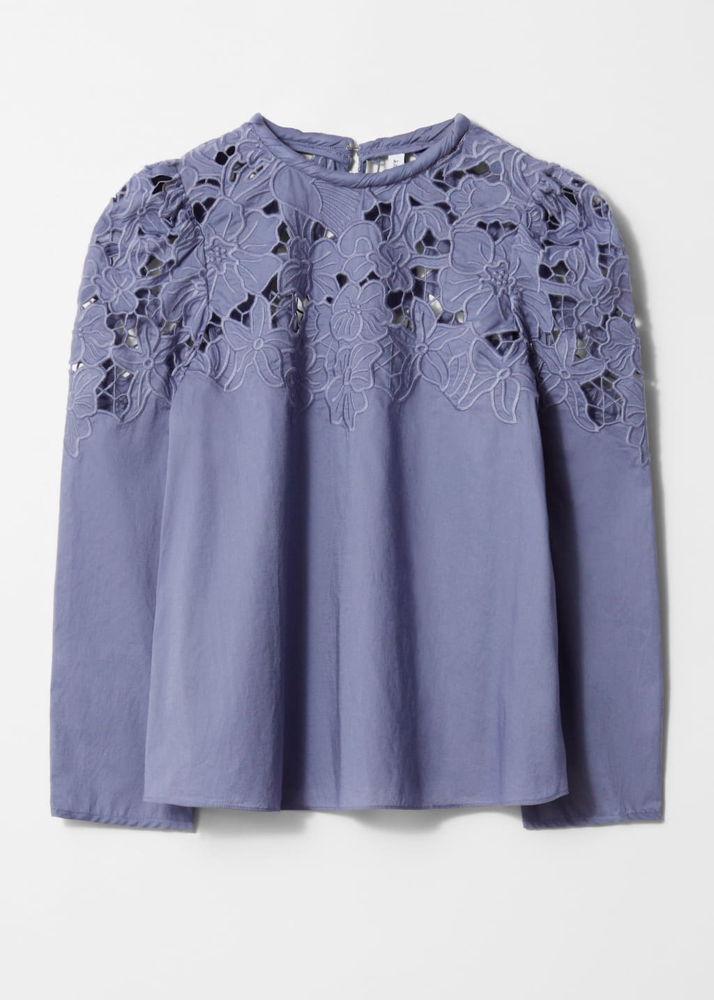 Image of Embroidered Puff-Sleeve Blouse