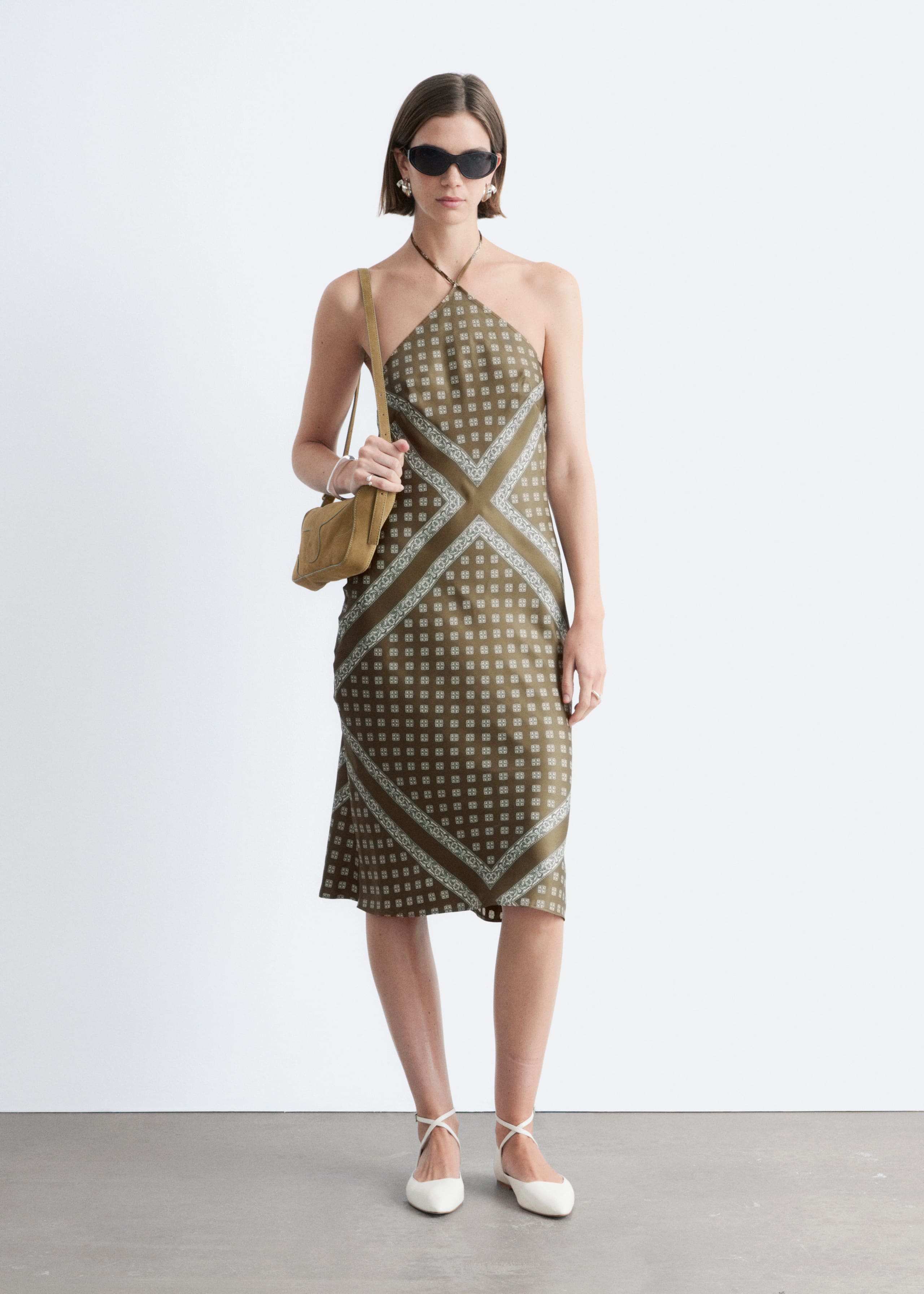 Image of Silk Halterneck Midi Dress