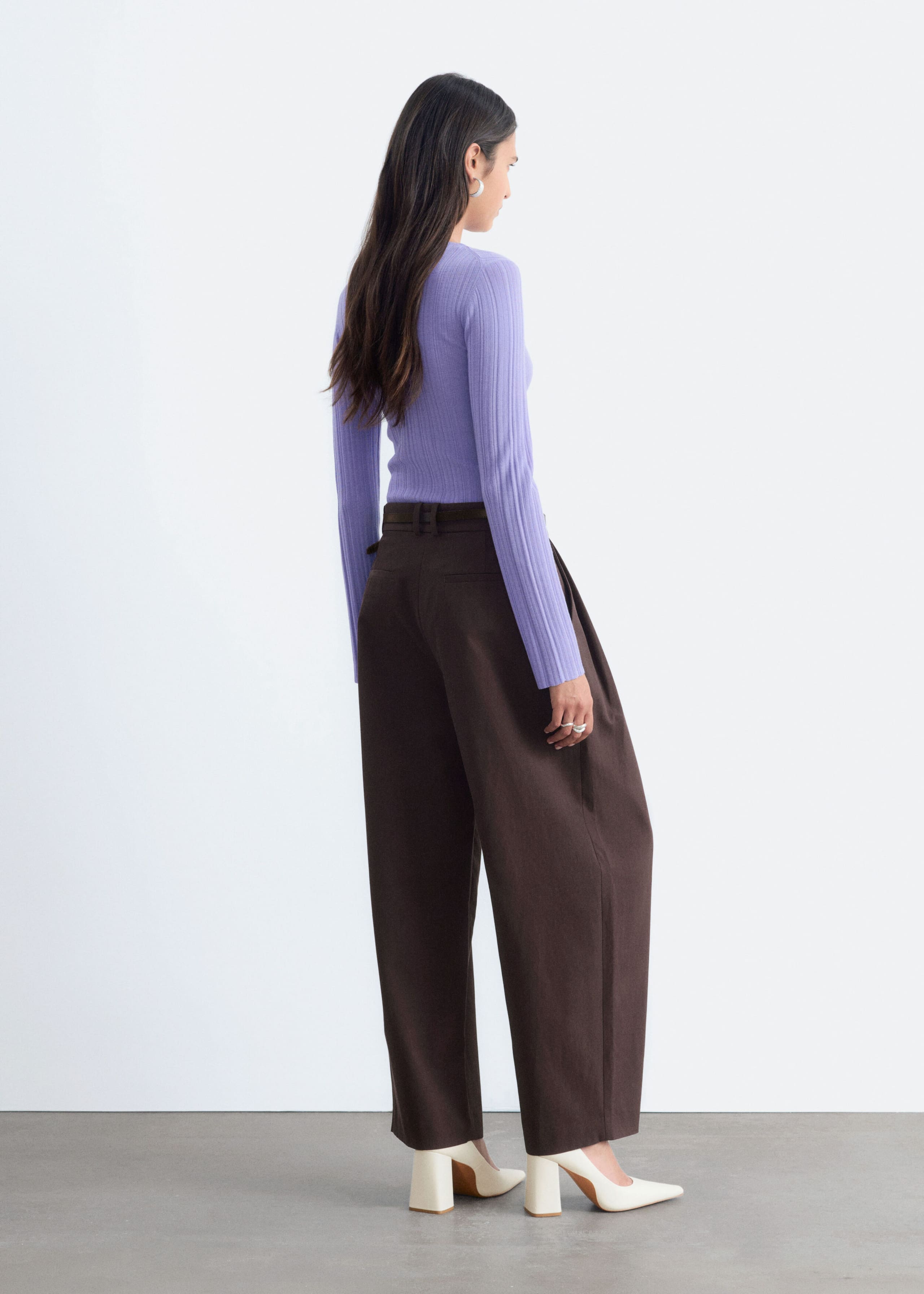 Rib-Knit Wool Boatneck Top - Bright Pink - Lookbook