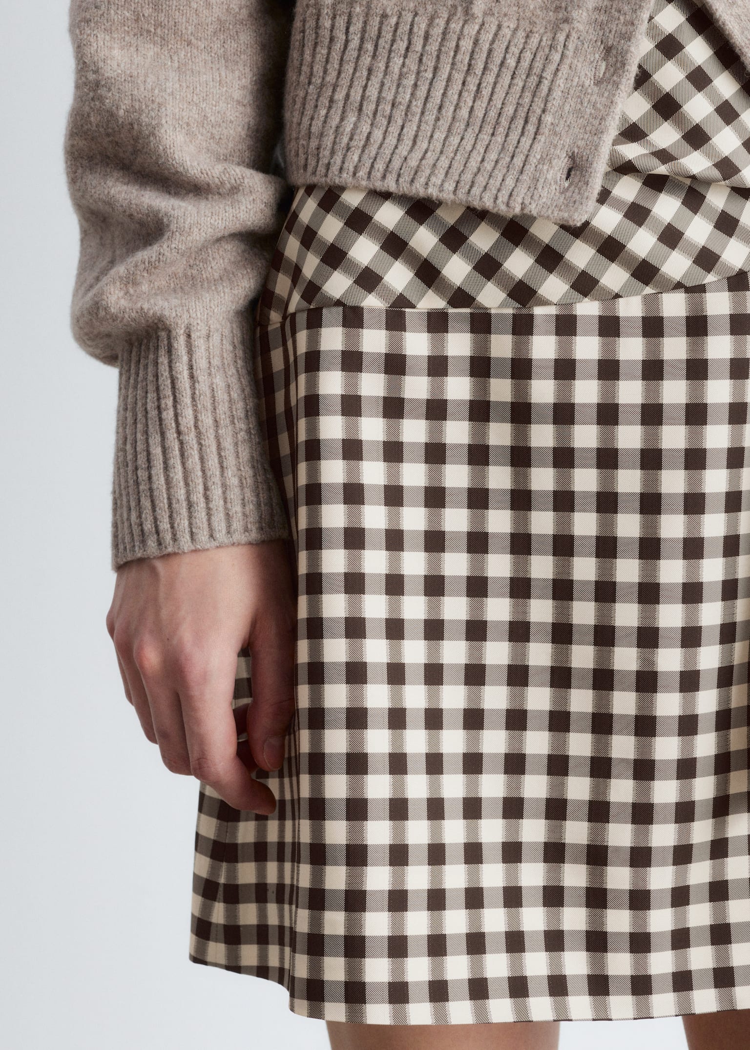 Knitted Collar Cardigan - Mole/White/Black/Dusty Blue - 3